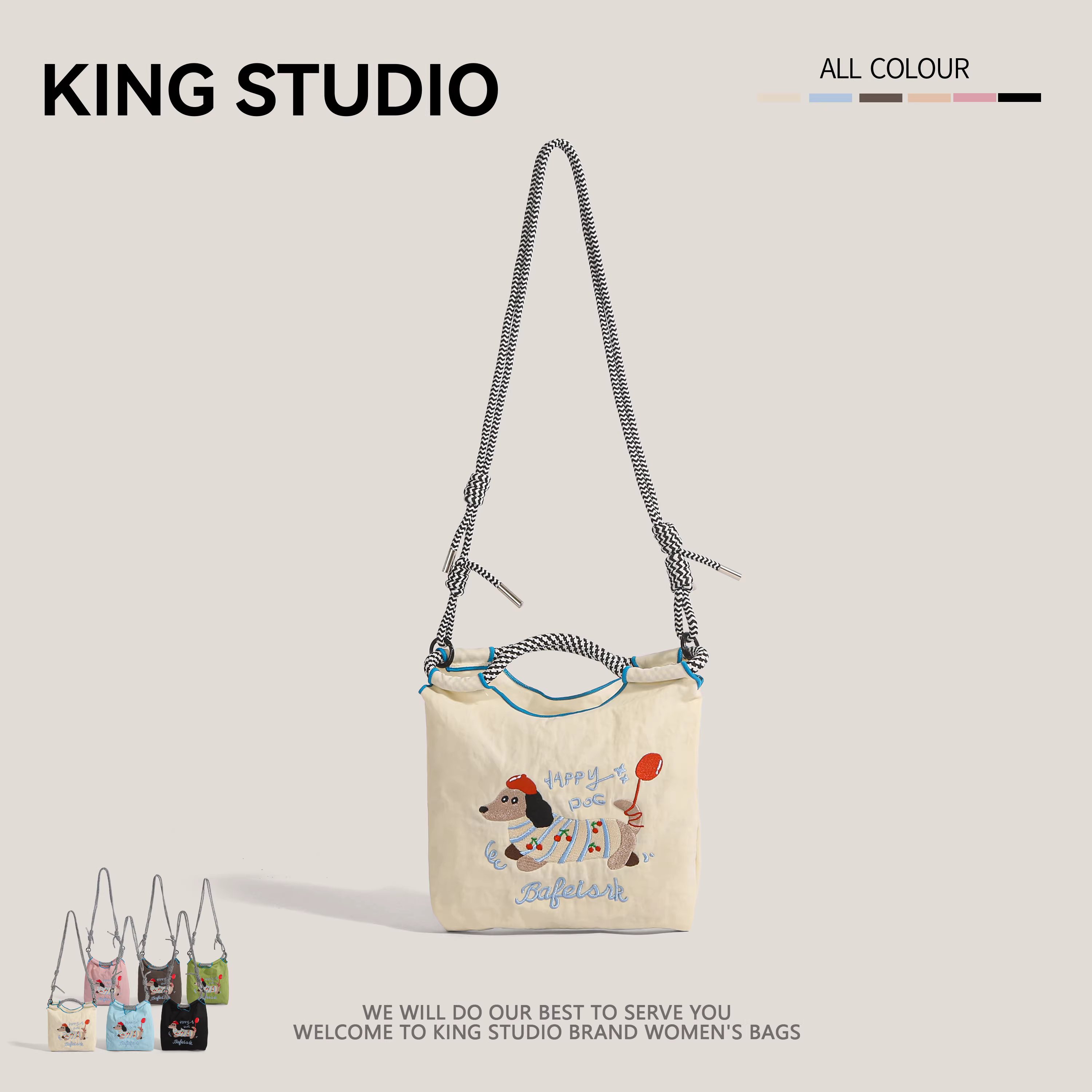 Túi xách hình chó dachshund thêu kiểu Nhật dễ thương dành cho nữ, mẫu mới 2025, túi đựng điện thoại đa năng, túi đeo vai, đeo chéo tiện dụng