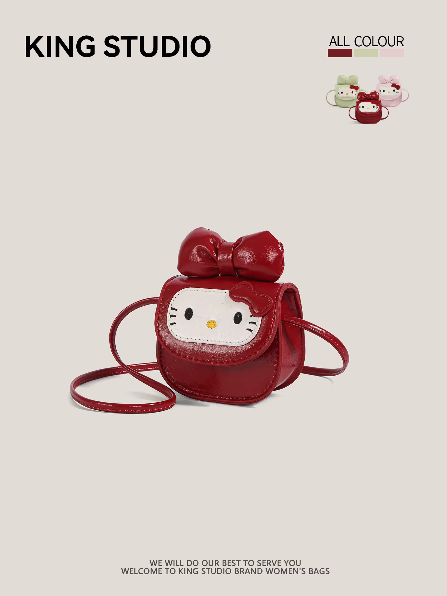 Túi mini Hello Kitty dễ thương dành cho nữ, mẫu mới 2026, thời trang, ví xu Hello Kitty hoạt hình, túi đeo vai, túi đeo chéo