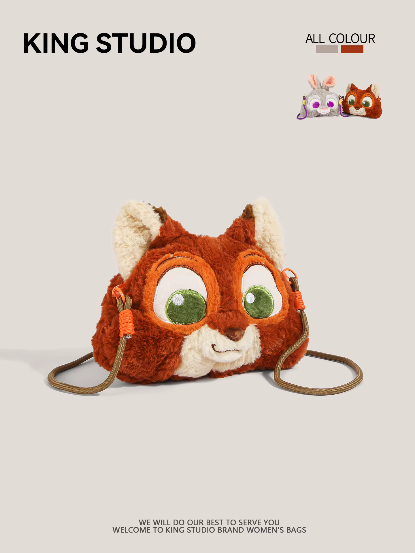 Túi lông thú Judy Nick Fox Zootopia 2026 mới dễ thương hoạt hình, đeo vai/chéo