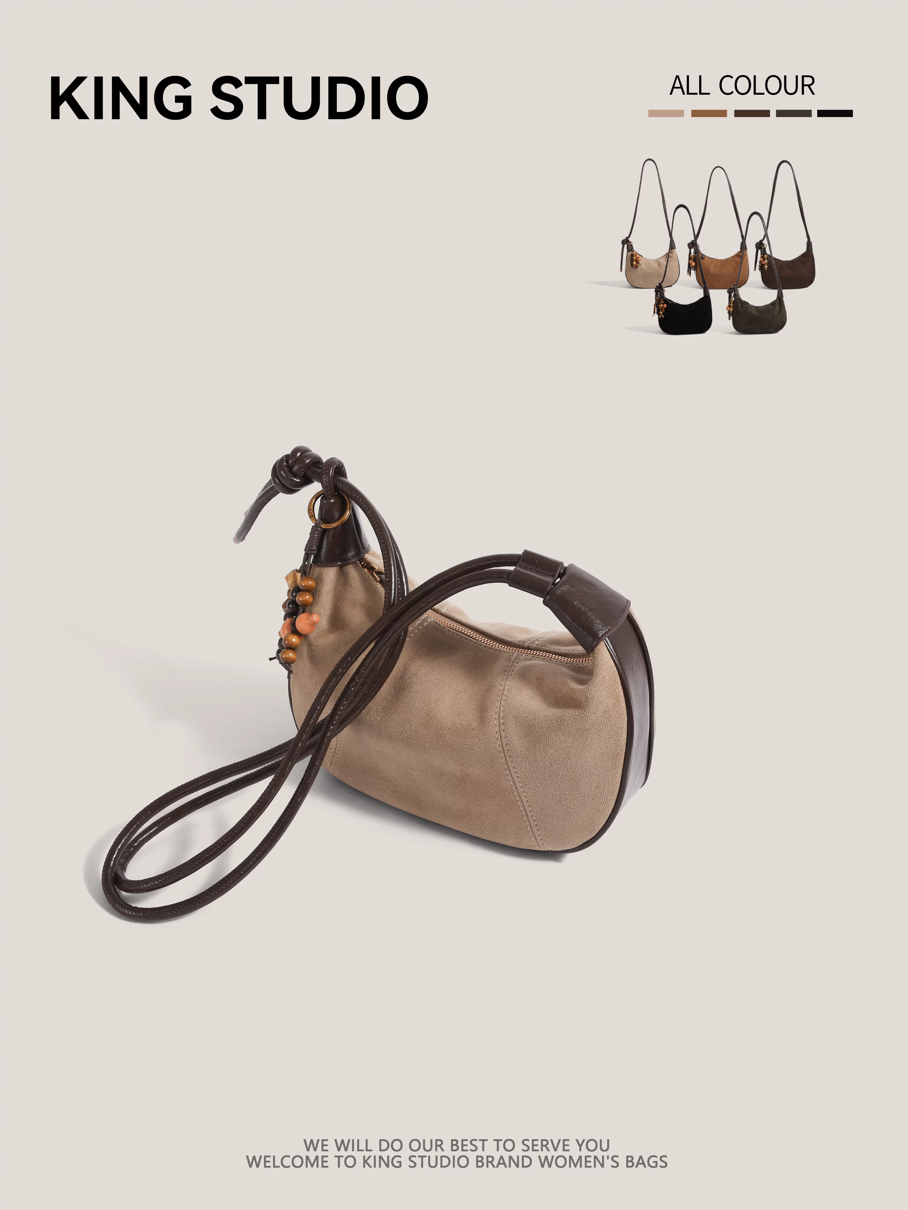 Túi xách da lộn vintage dành cho nữ, mẫu mới thu đông 2025, đa năng, đeo vai, đeo chéo, siêu hot, kiểu dáng túi kẹp nách.