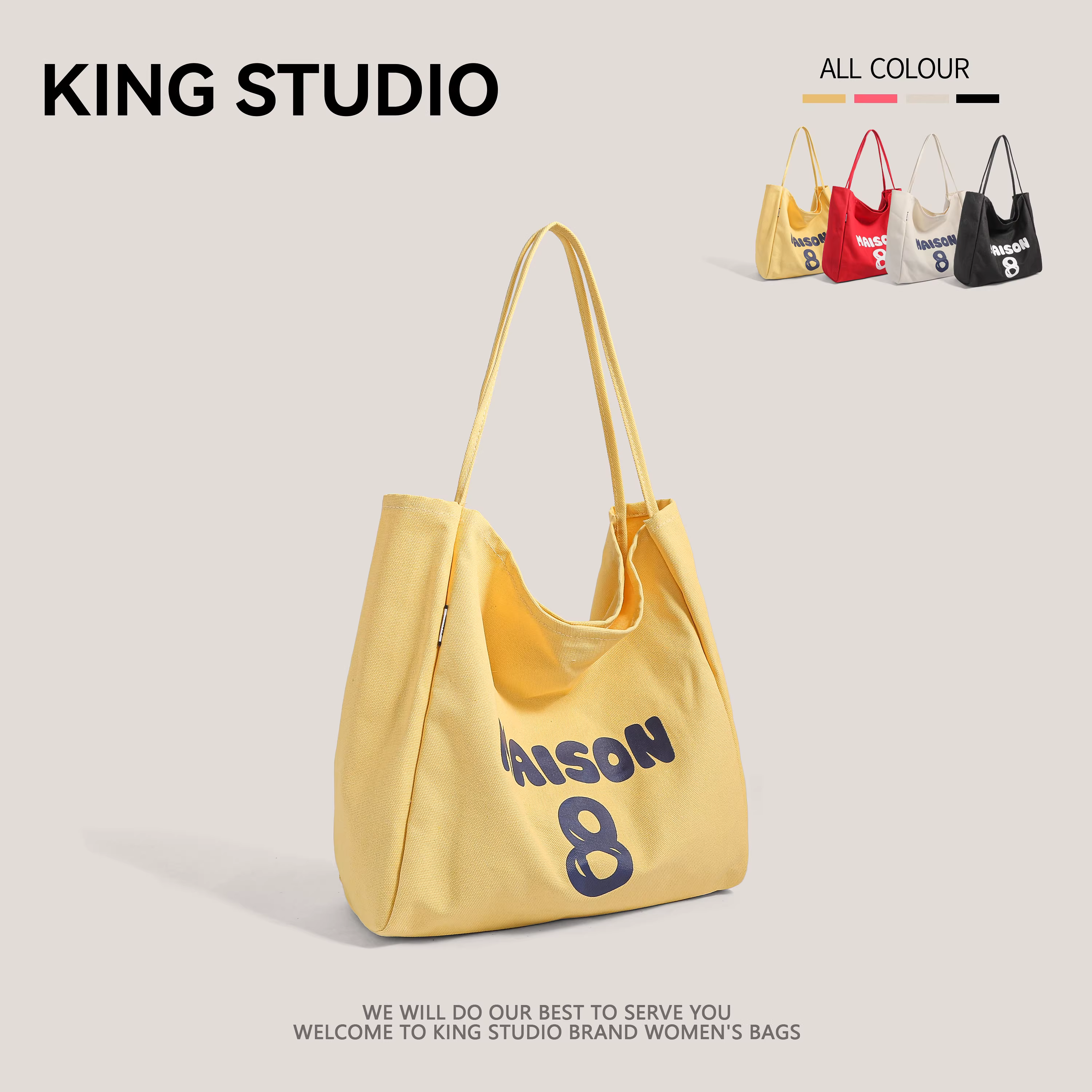 Túi vải in chữ cái mẫu mới hè 2025, túi đi học đi làm cho học sinh, dung tích lớn, kiểu dáng đơn giản, túi đeo vai