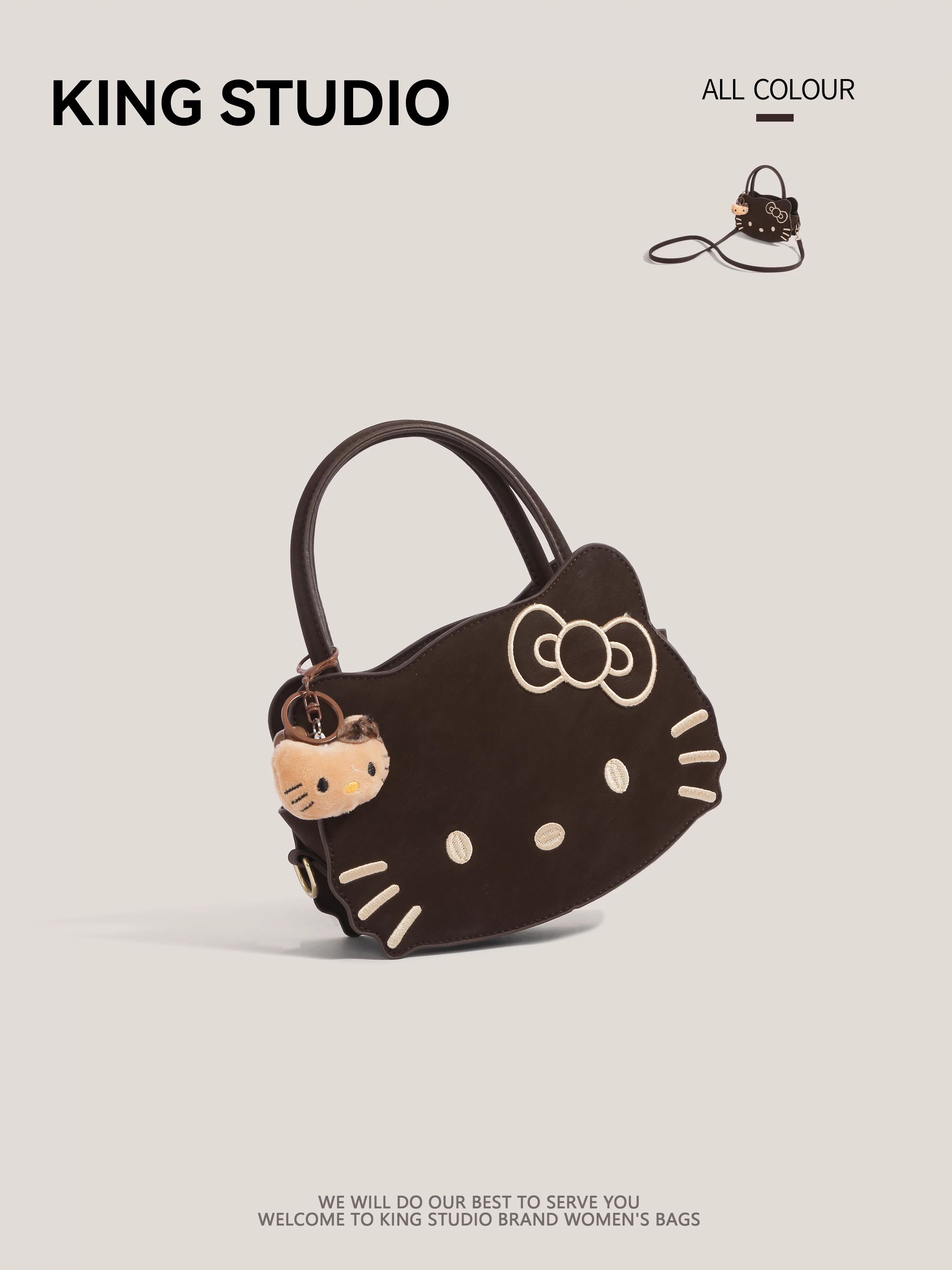 Túi xách Hello Kitty dễ thương dành cho nữ 2025, thiết kế retro độc đáo, đa năng, đeo vai, đeo chéo, thích hợp đi làm