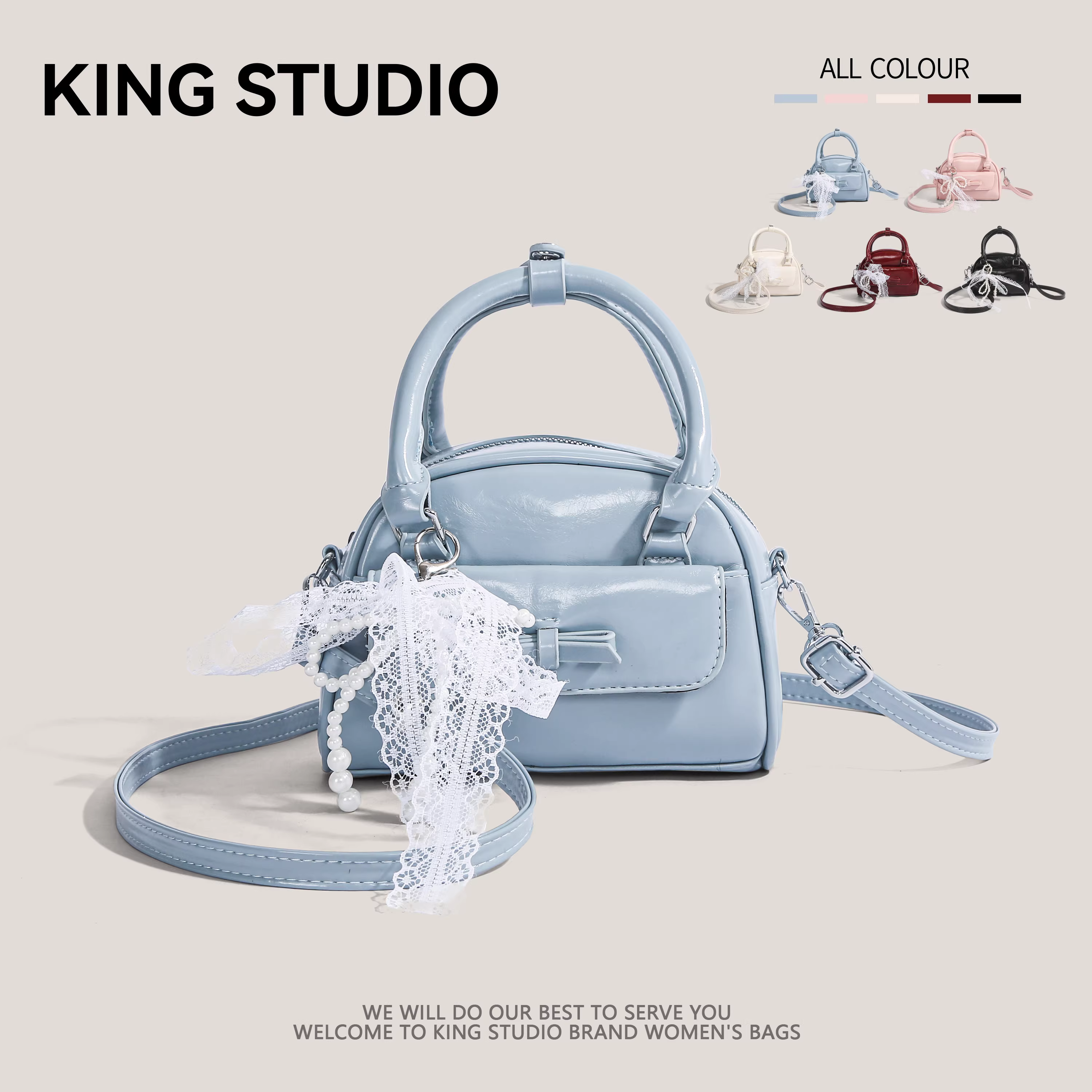 Túi bowling xách tay Hàn Quốc dành cho nữ xuân hè 2025, mẫu mới thời thượng đa năng, túi gối nơ thời trang, túi đeo chéo