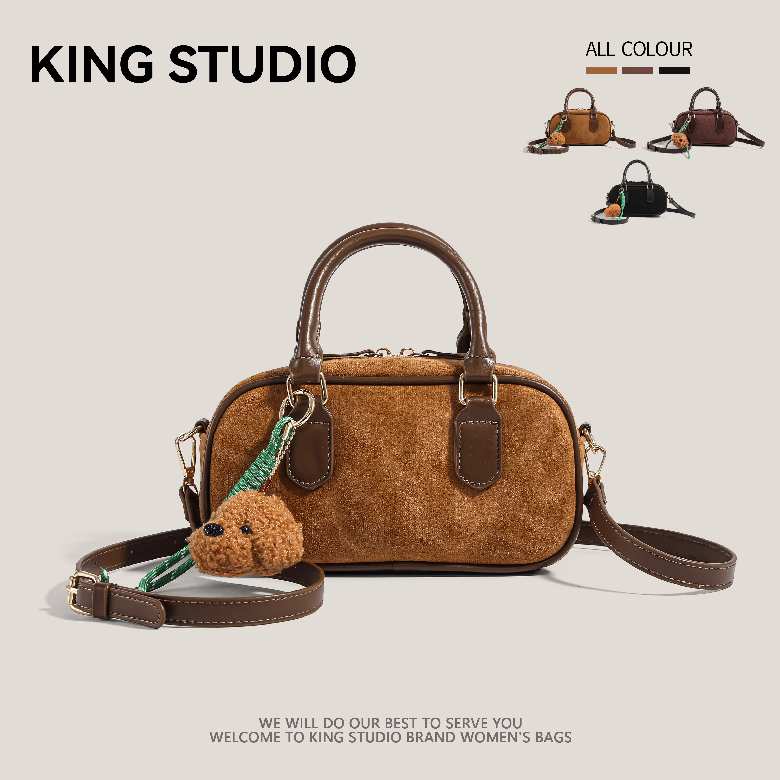 Túi xách da lộn siêu hot dành cho nữ, xu hướng mới thu đông 2025, phong cách retro đa năng, đeo chéo, cầm tay, kiểu bowling