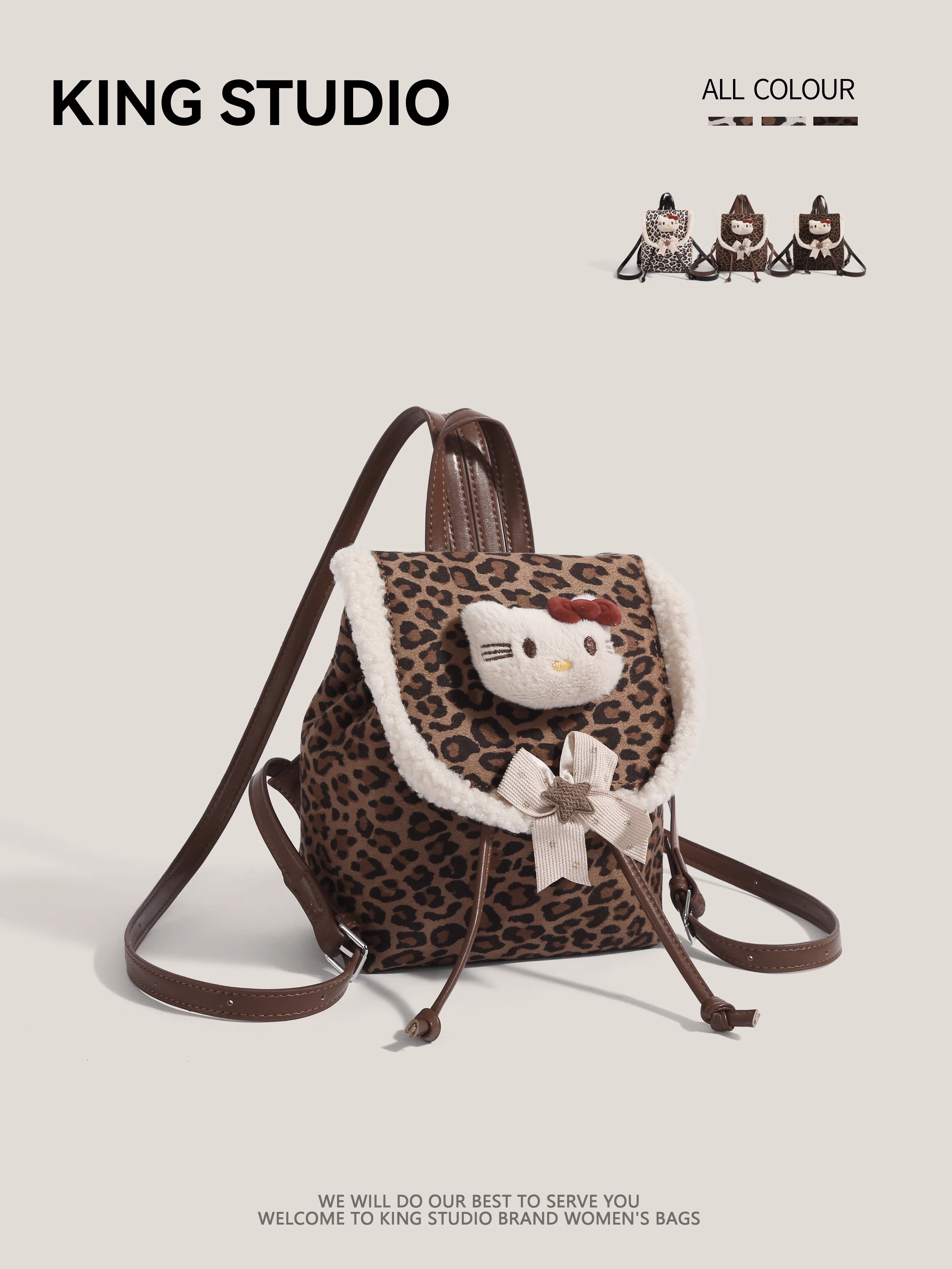 Ba lô in hình Hello Kitty dành cho nữ, mẫu mới 2025, túi đeo vai đa năng phong cách hoạt hình Hello Kitty