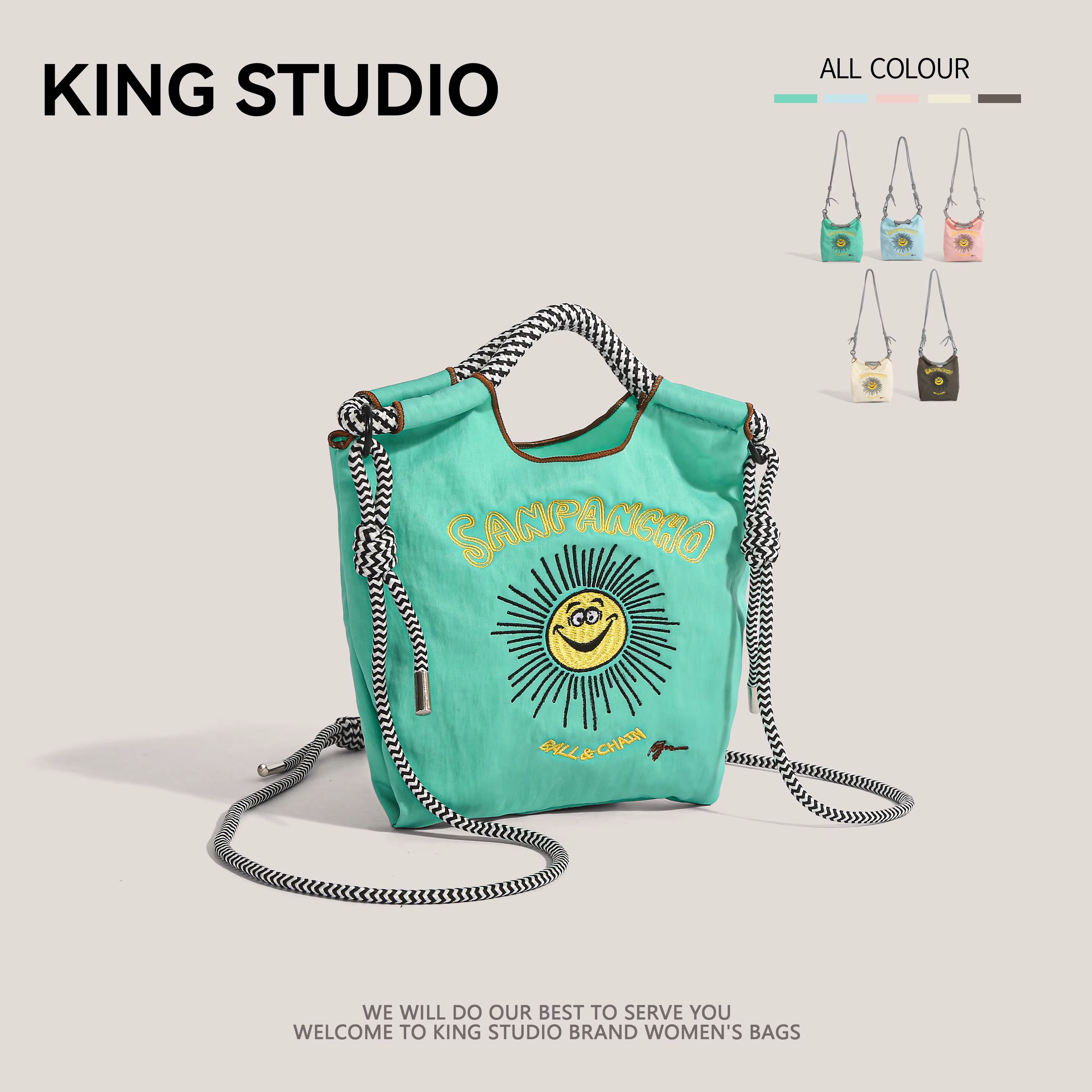 Túi xách kiểu dáng tương tự của Mali, túi mini thêu hoa hướng dương kiểu Nhật Bản, túi đeo chéo mini thân thiện với môi trường.