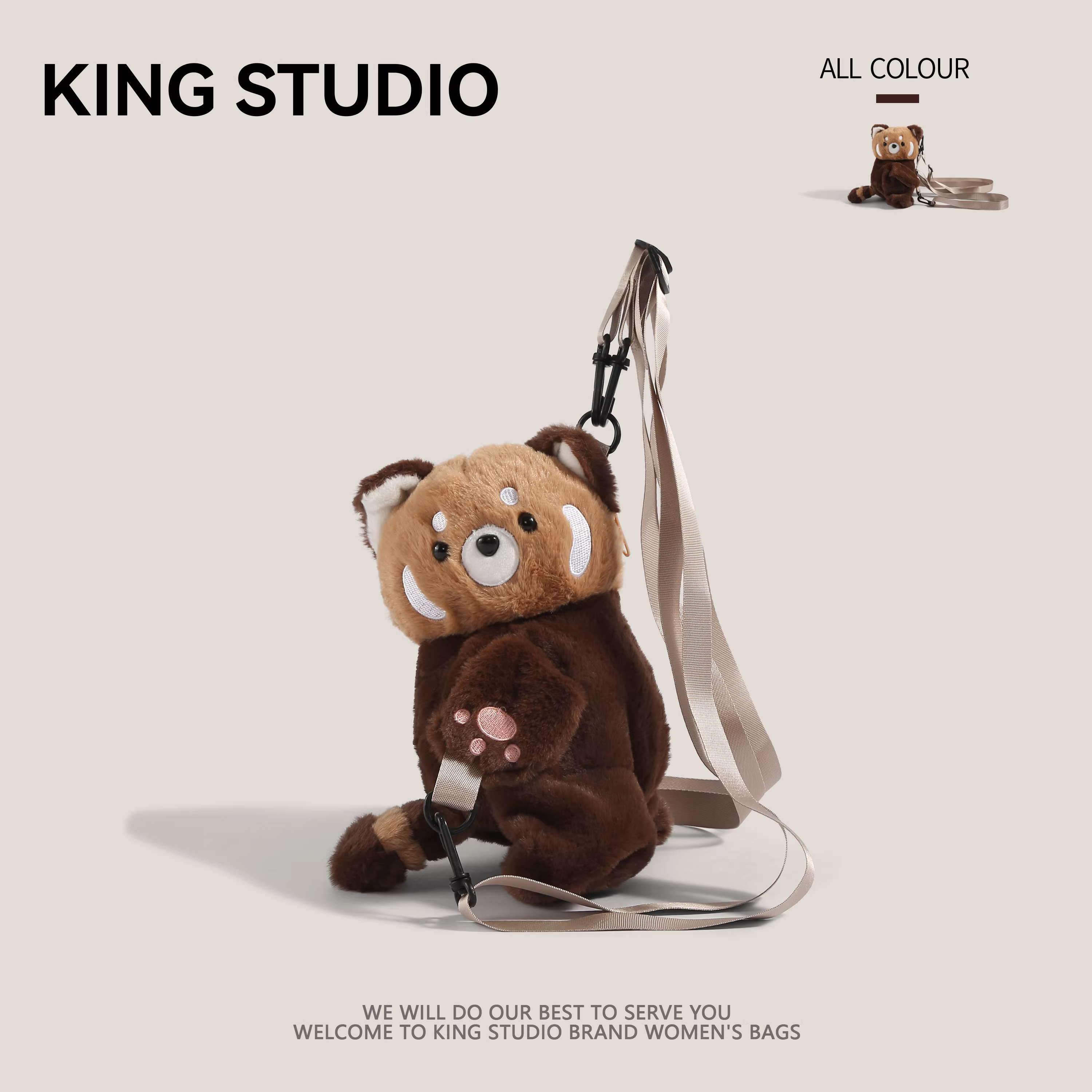 Túi đeo chéo thú bông Guli Guli Little Panda dễ thương, ba lô đồ chơi thú bông dành cho nữ, quà sinh nhật cho bé gái