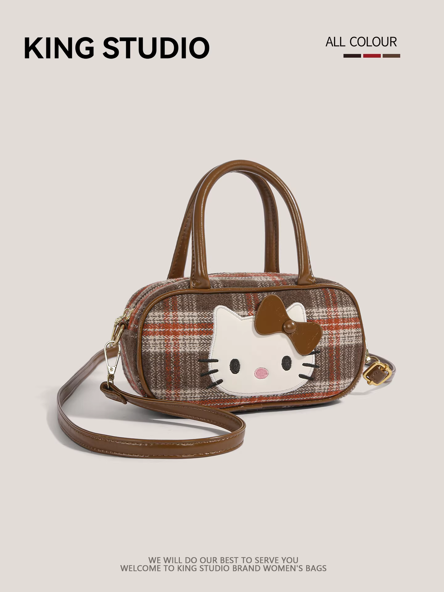 Túi xách Hello Kitty dễ thương dành cho nữ, mẫu mới 2025, thiết kế hoạt hình Hello Kitty độc đáo, đeo vai, đeo chéo