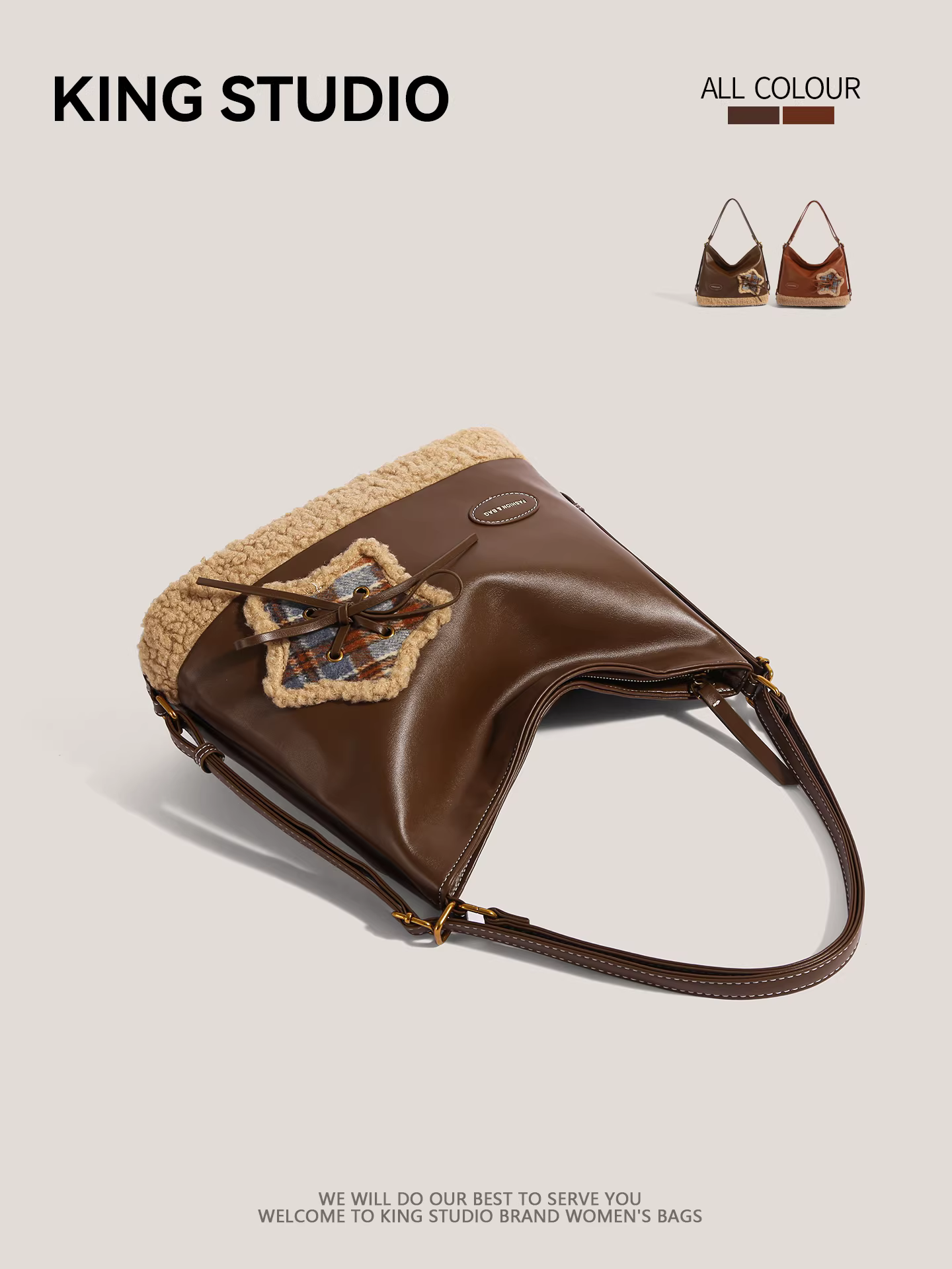 Ba lô lông thú cỡ lớn dành cho nữ, mẫu mới thu đông 2025, thời trang cá tính, túi đeo vai đi làm, balo