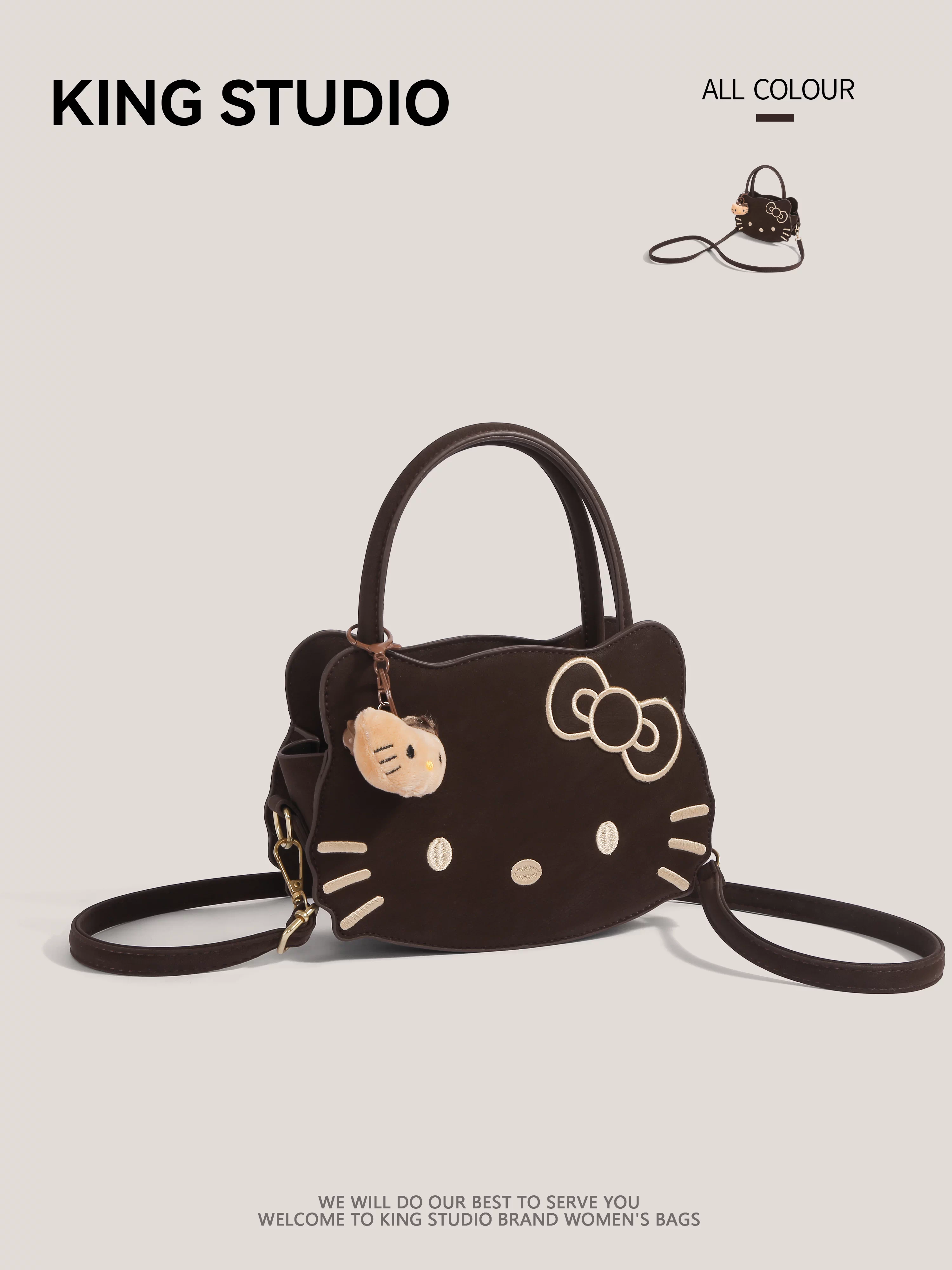 Túi xách Hello Kitty dễ thương dành cho nữ 2025, thiết kế retro độc đáo, đa năng, đeo vai, đeo chéo, thích hợp đi làm