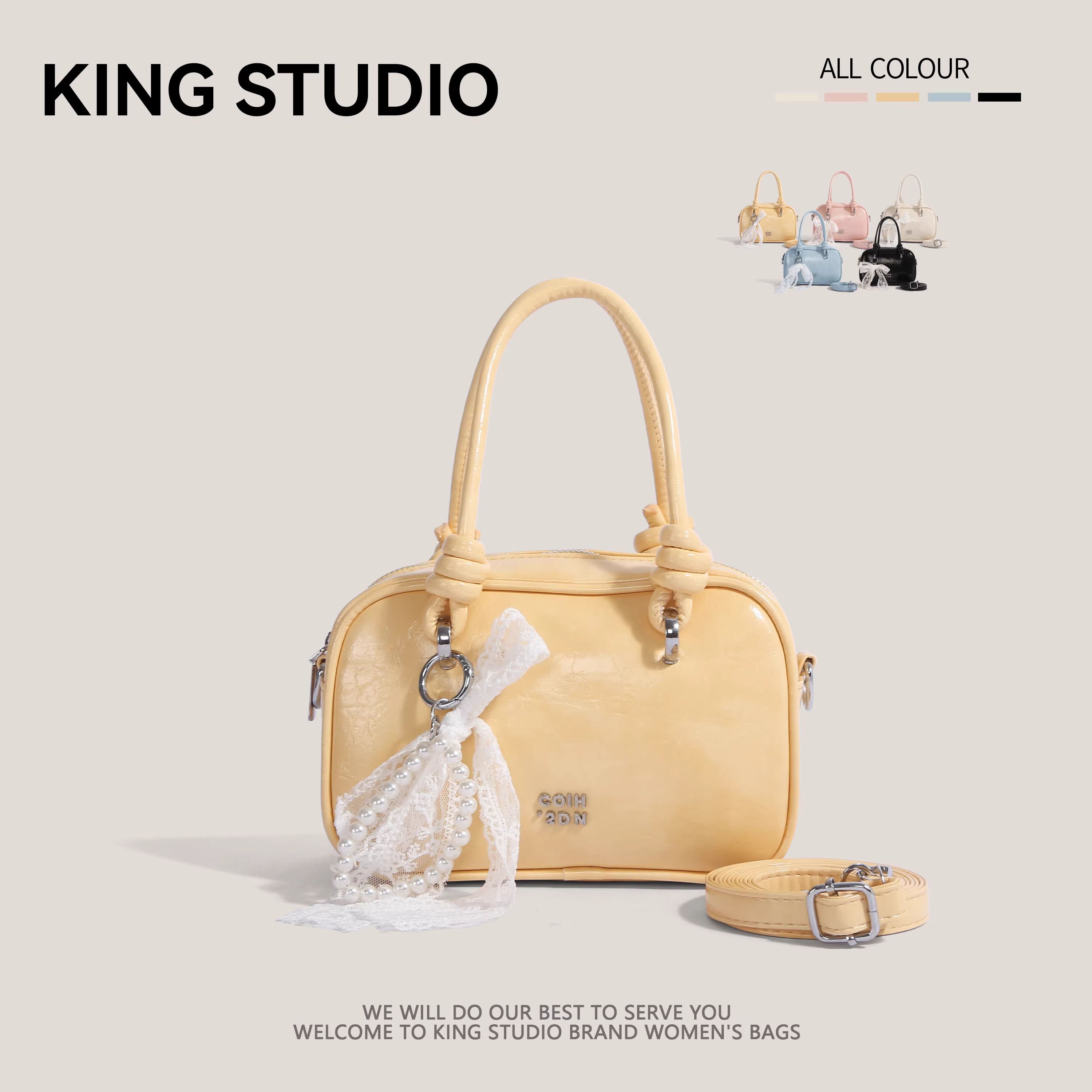 Túi xách bowling Hàn Quốc dành cho nữ, mẫu mới hè 2025, túi vuông nhỏ thời trang đa năng, đeo vai, đeo chéo