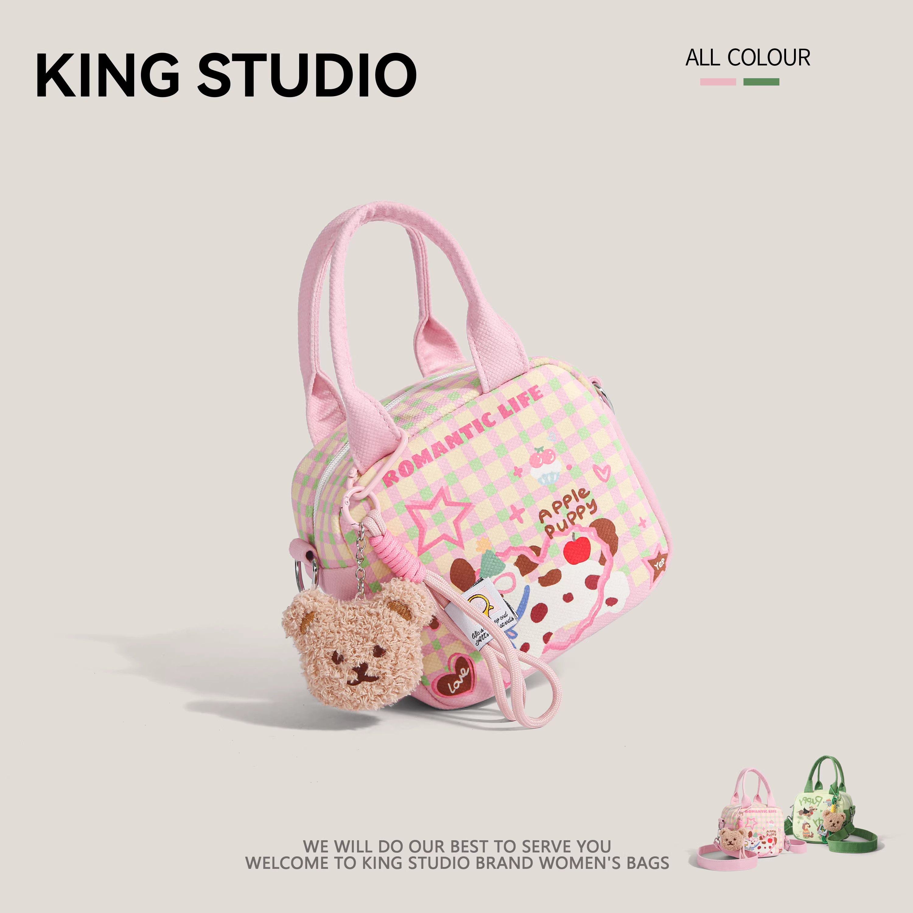 Túi xách dự tiệc hình chó con dành cho nữ 2025, thiết kế độc đáo dễ thương đa năng, chất liệu canvas, đeo vai/chéo.