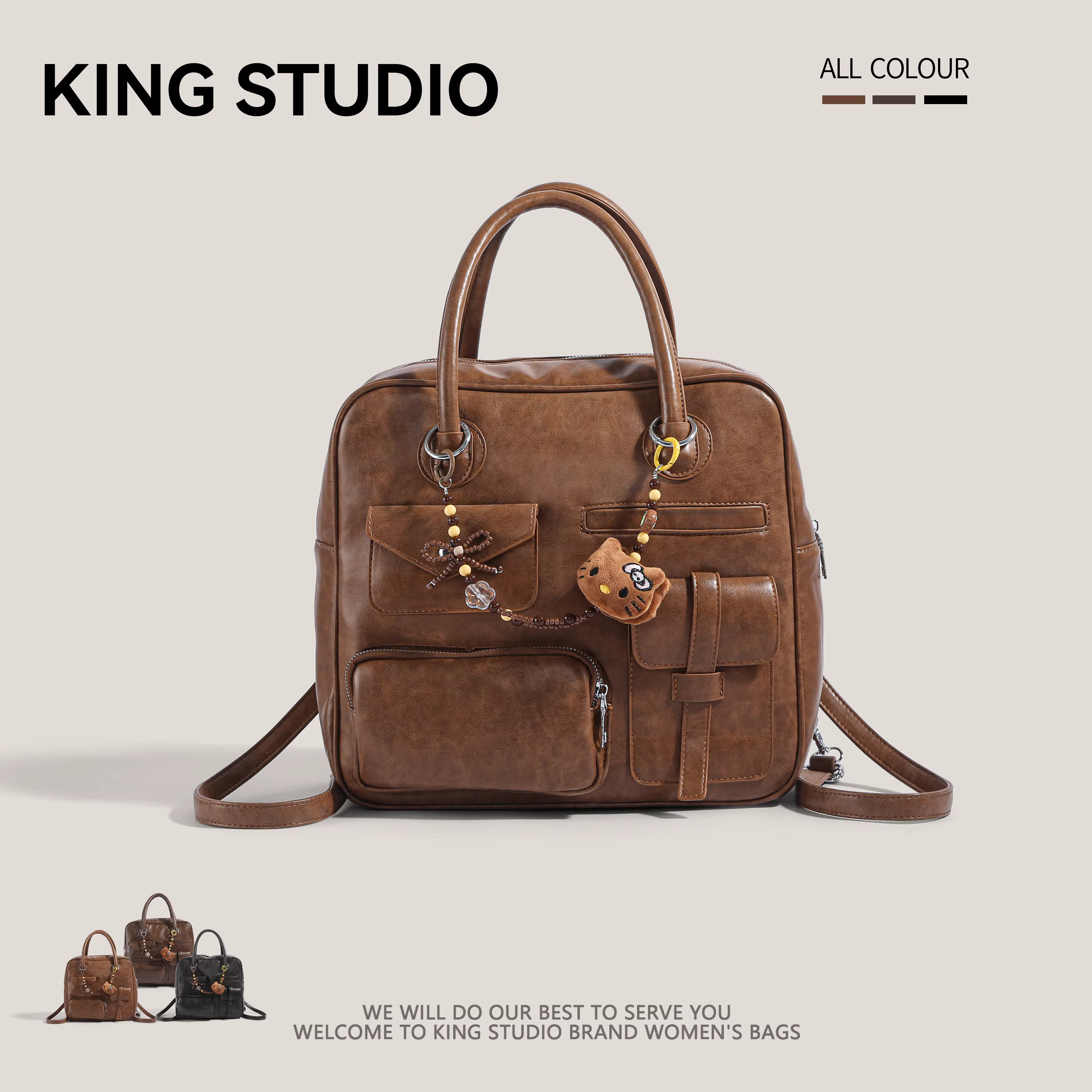 Ba lô phong cách retro preppy dành cho nữ, mẫu mới thu đông 2025, túi xách cỡ lớn, balo học sinh, balo đi làm