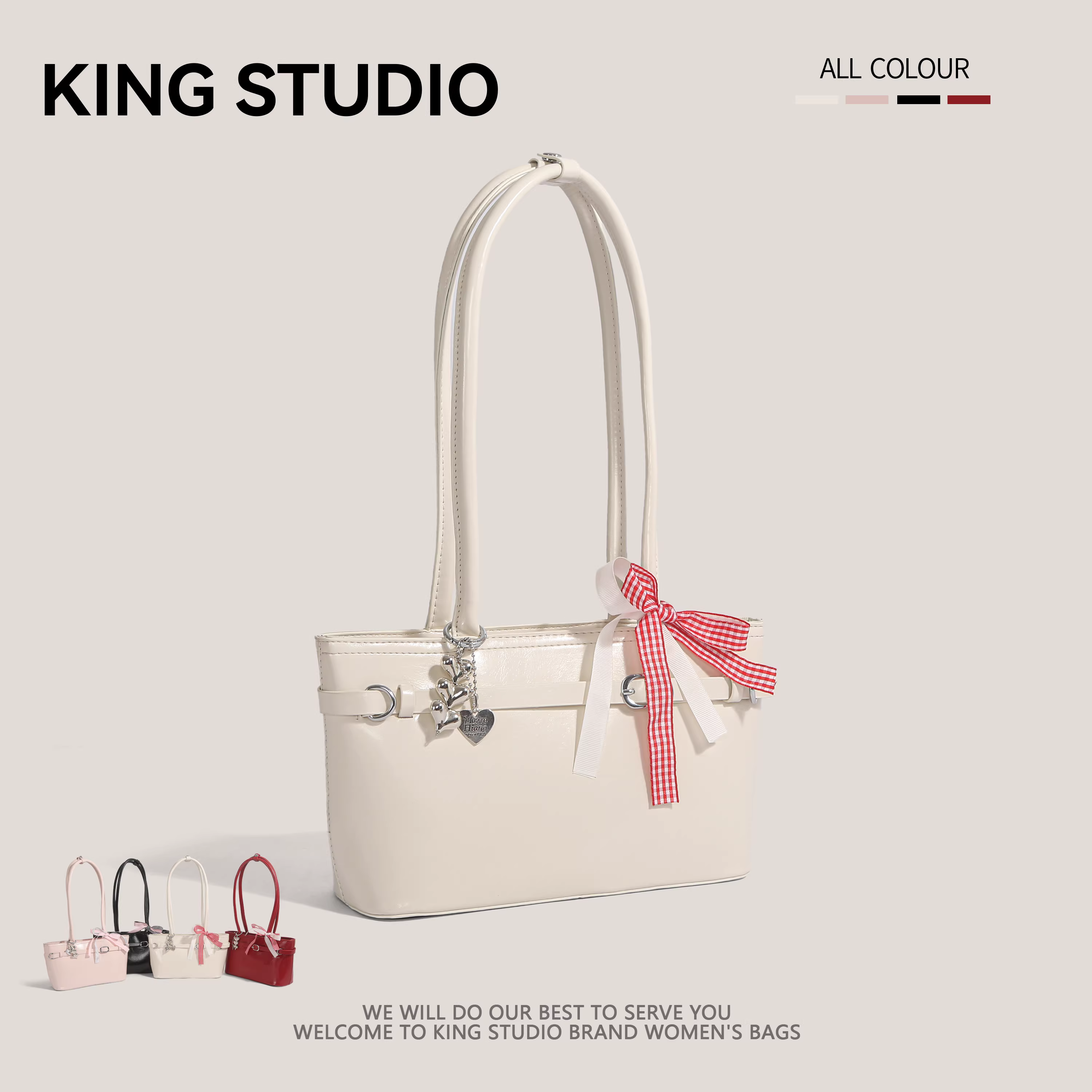 Túi đeo nách nơ xinh xắn dành cho nữ, mẫu mới 2025, thời trang Hàn Quốc, túi tote đơn giản, dung tích lớn