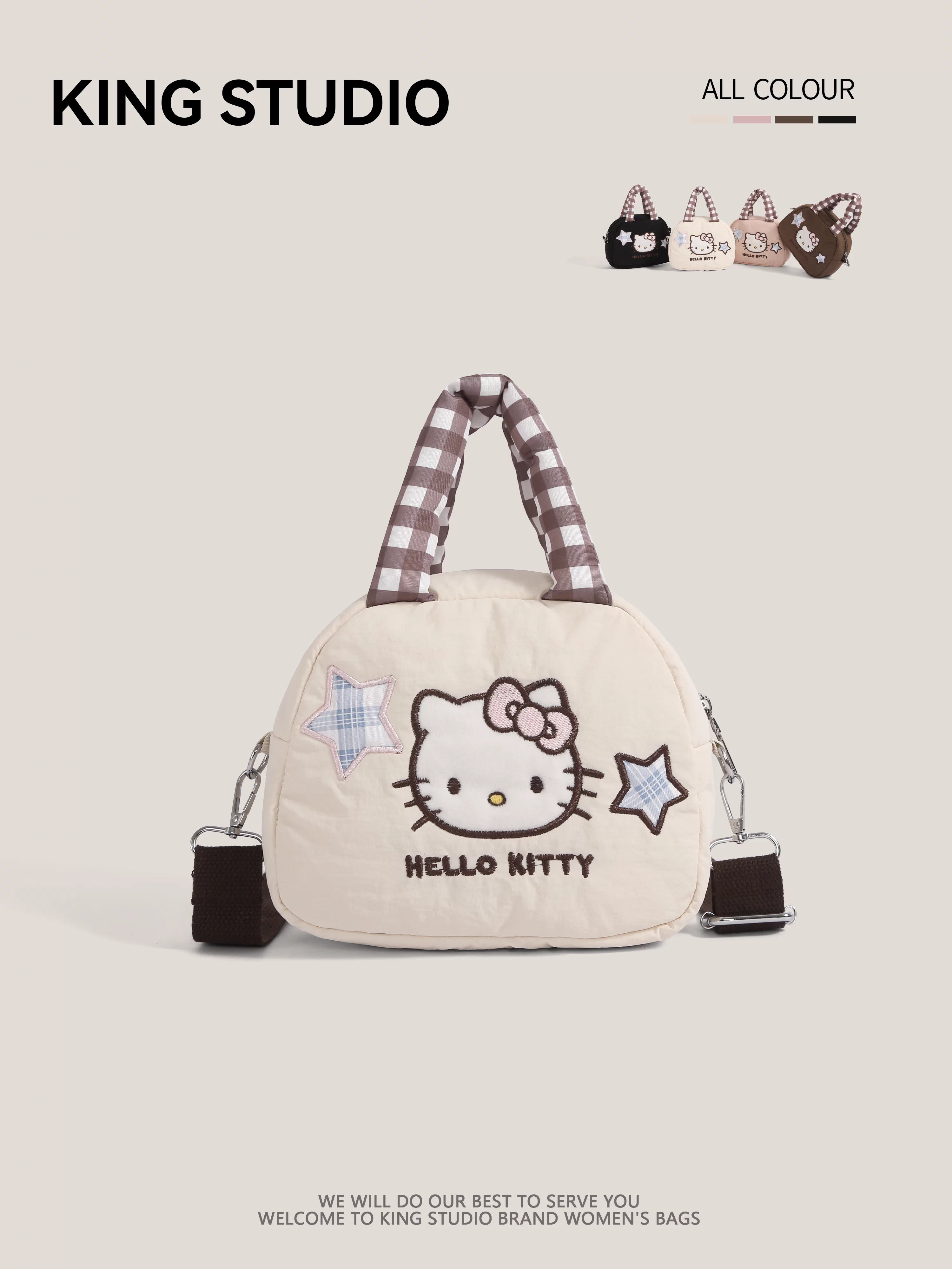 Túi xách Hello Kitty dễ thương dành cho nữ 2025, mẫu hoạt hình Hello Kitty mới, túi mây đeo vai đeo chéo