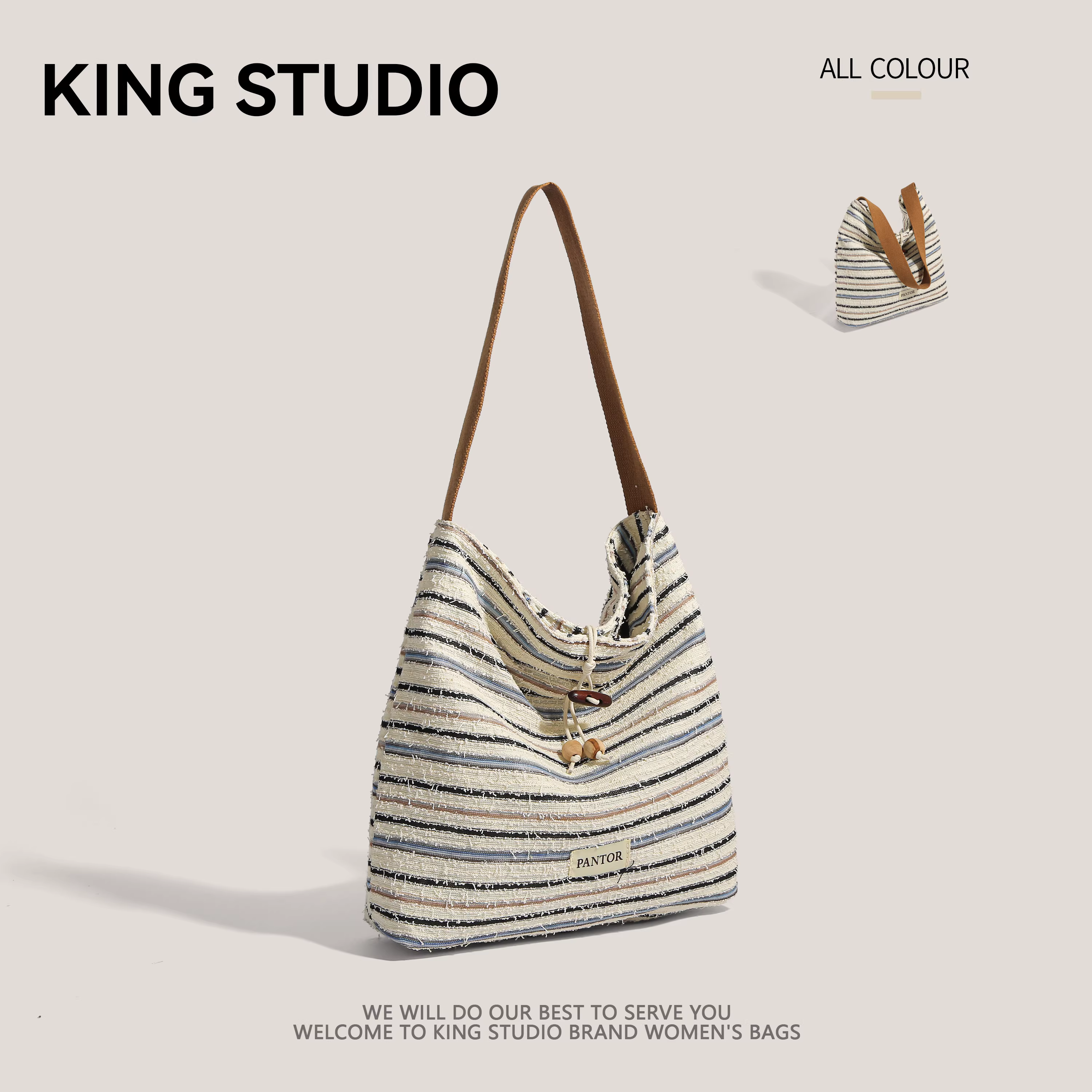 Túi xách nữ cỡ lớn kẻ sọc, mẫu mới 2025, chất liệu canvas thêu họa tiết Hàn Quốc, đa năng, dùng được khi đi làm, đeo vai, đeo chéo.