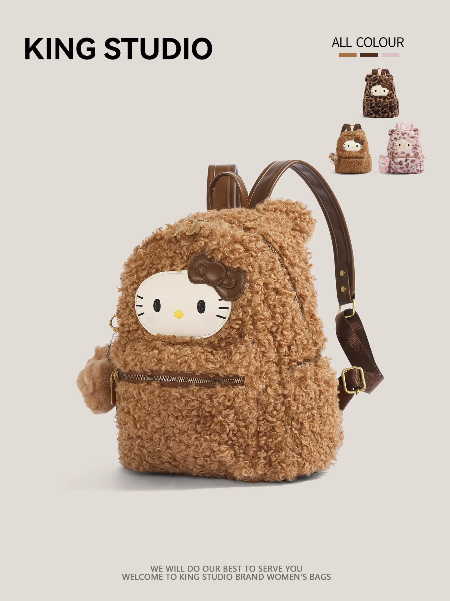 Ba lô Hello Kitty dễ thương bằng vải bông dành cho nữ, mẫu mới 2025, hoạt hình Hello Kitty, đa năng, dùng đi làm, đi học