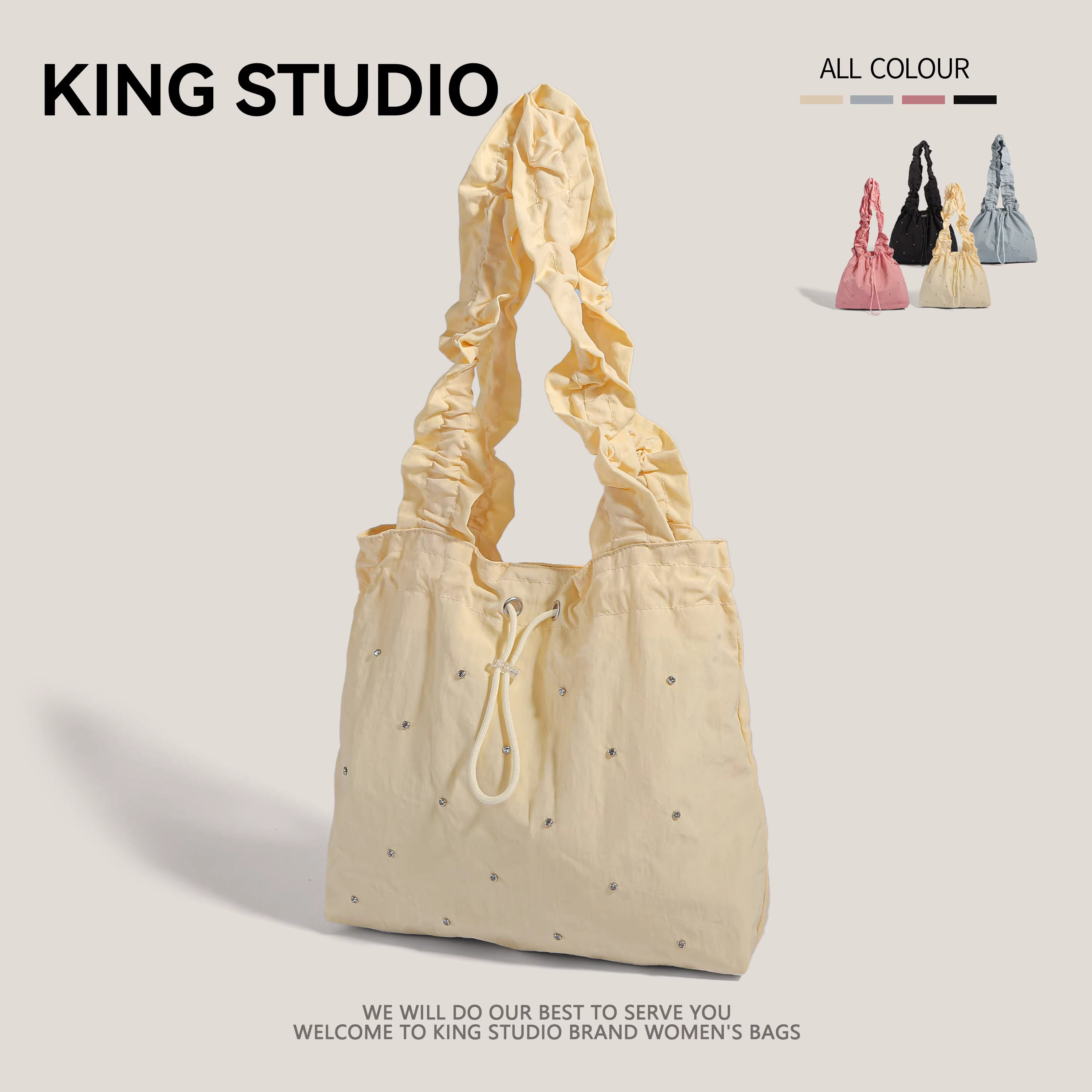 Túi vải nghệ thuật dành cho nữ 2025 kiểu Hàn Quốc mới thời thượng mùa hè, túi tote xếp ly tươi mát, đa năng, dung tích lớn