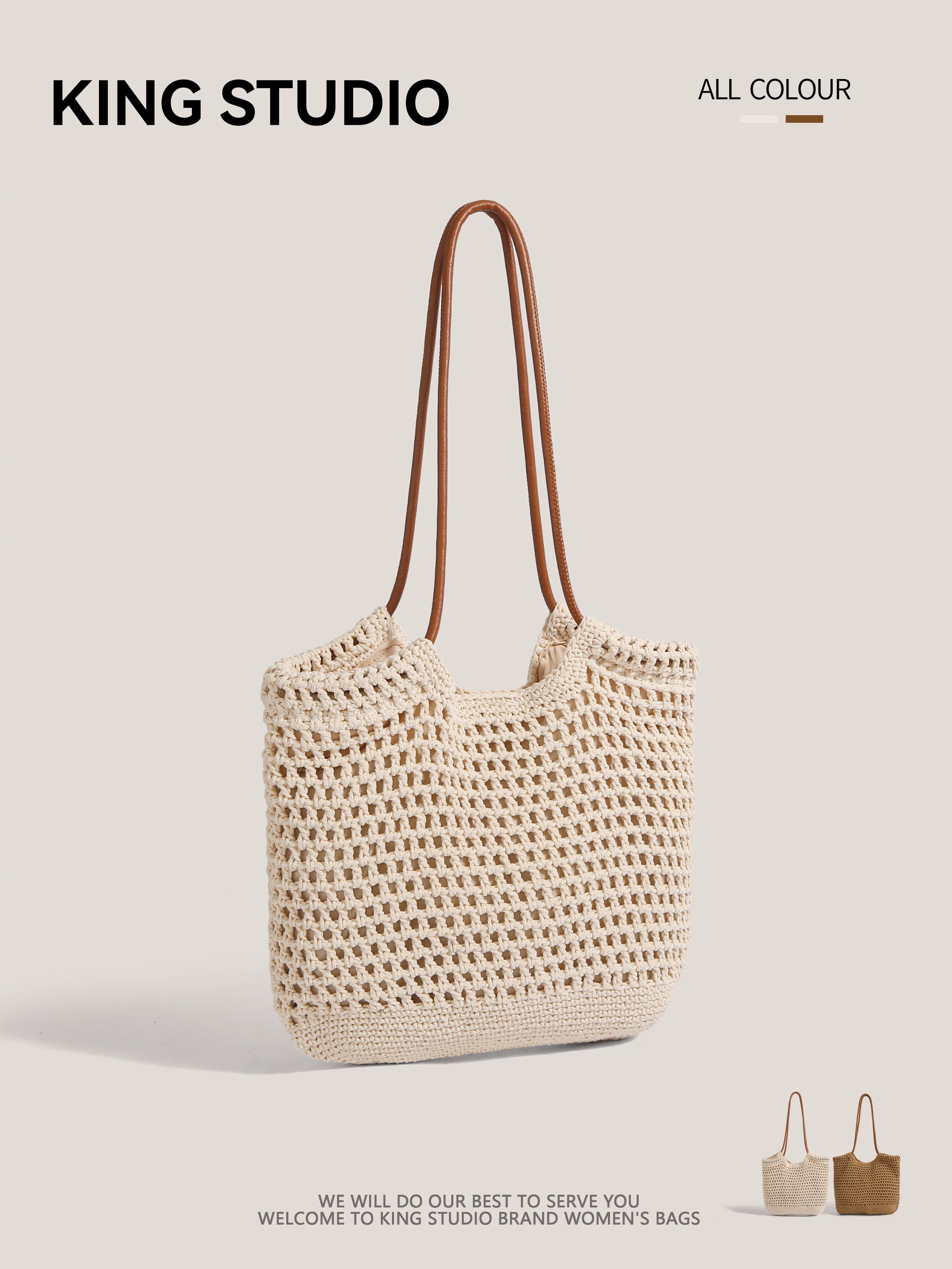 Túi dệt tay cỡ lớn dành cho nữ, mẫu mới hè 2025, túi đi biển, túi đeo vai, túi tote đi làm