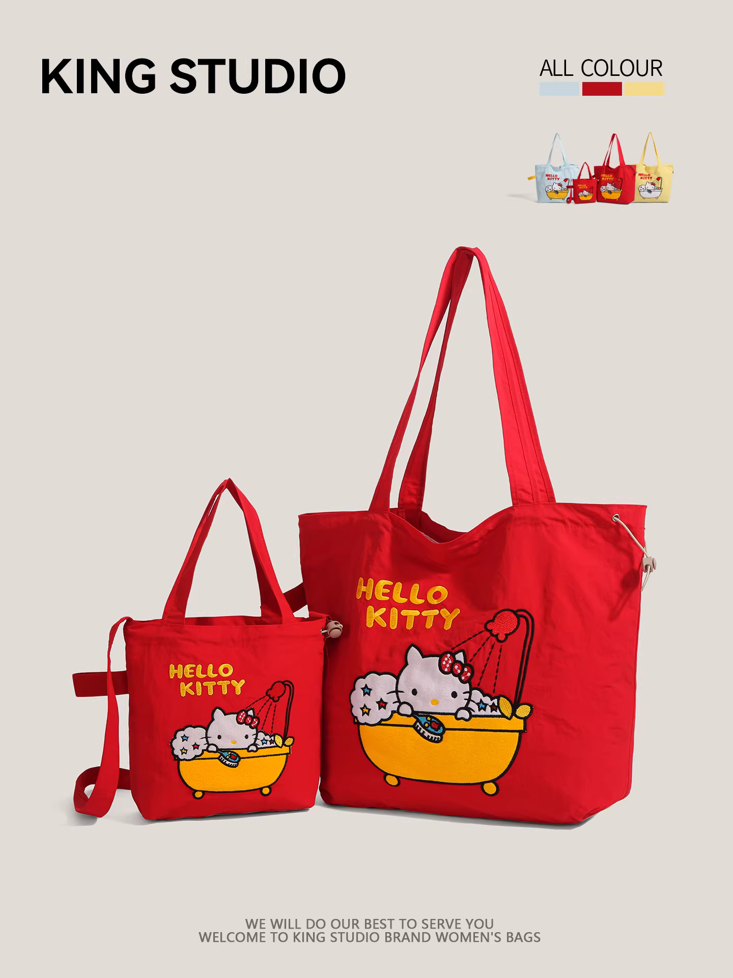 Túi tote Hello Kitty dành cho nữ 2025, mẫu mới thời thượng, dễ thương, dung tích lớn, đa năng, đeo vai