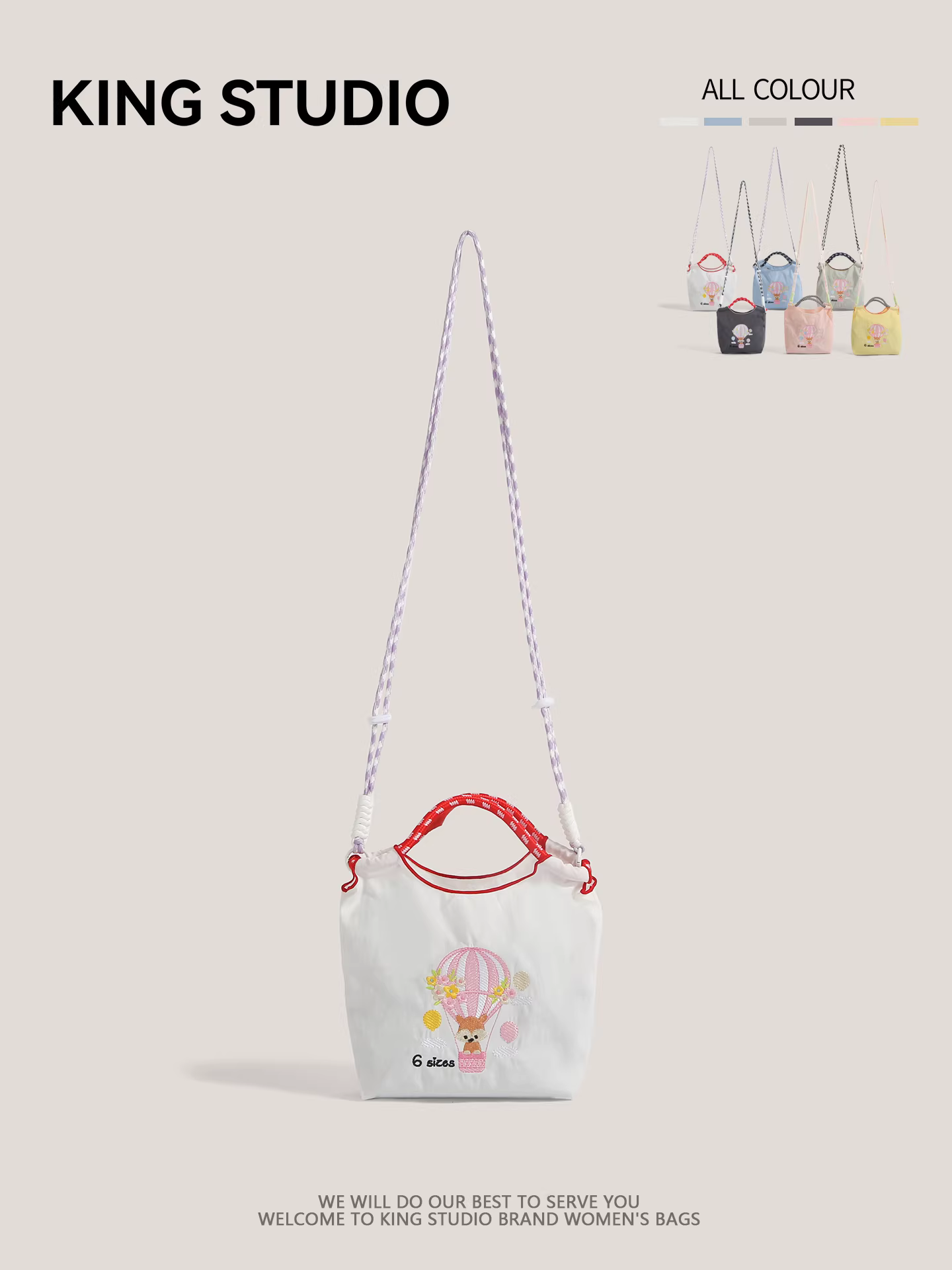 Túi mua sắm thân thiện với môi trường dây chuyền bóng Nhật Bản Túi nylon thêu dành cho nữ Túi đeo vai đa năng Túi đeo chéo mini Túi đựng điện thoại