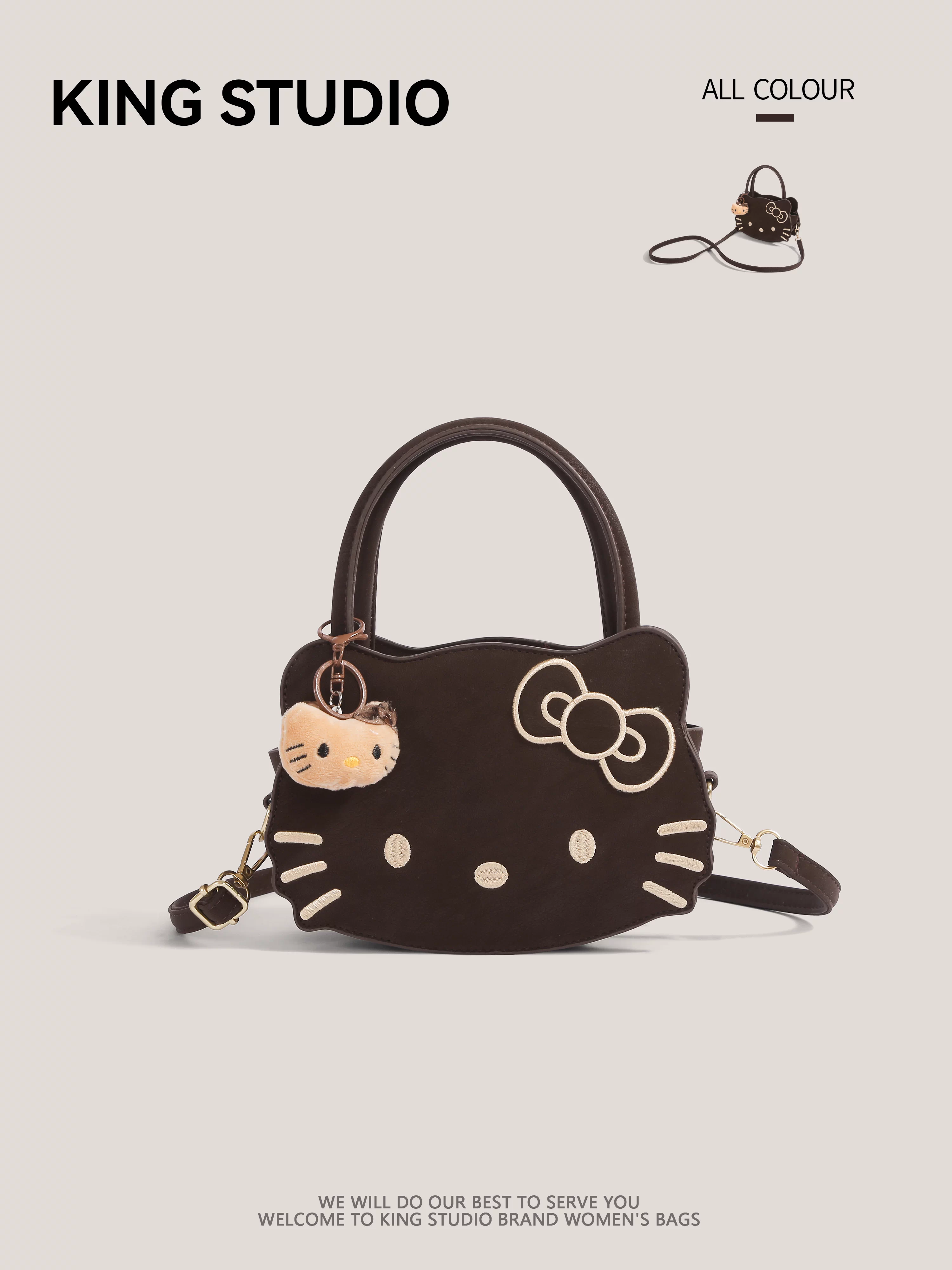 Túi xách Hello Kitty dễ thương dành cho nữ 2025, thiết kế retro độc đáo, đa năng, đeo vai, đeo chéo, thích hợp đi làm