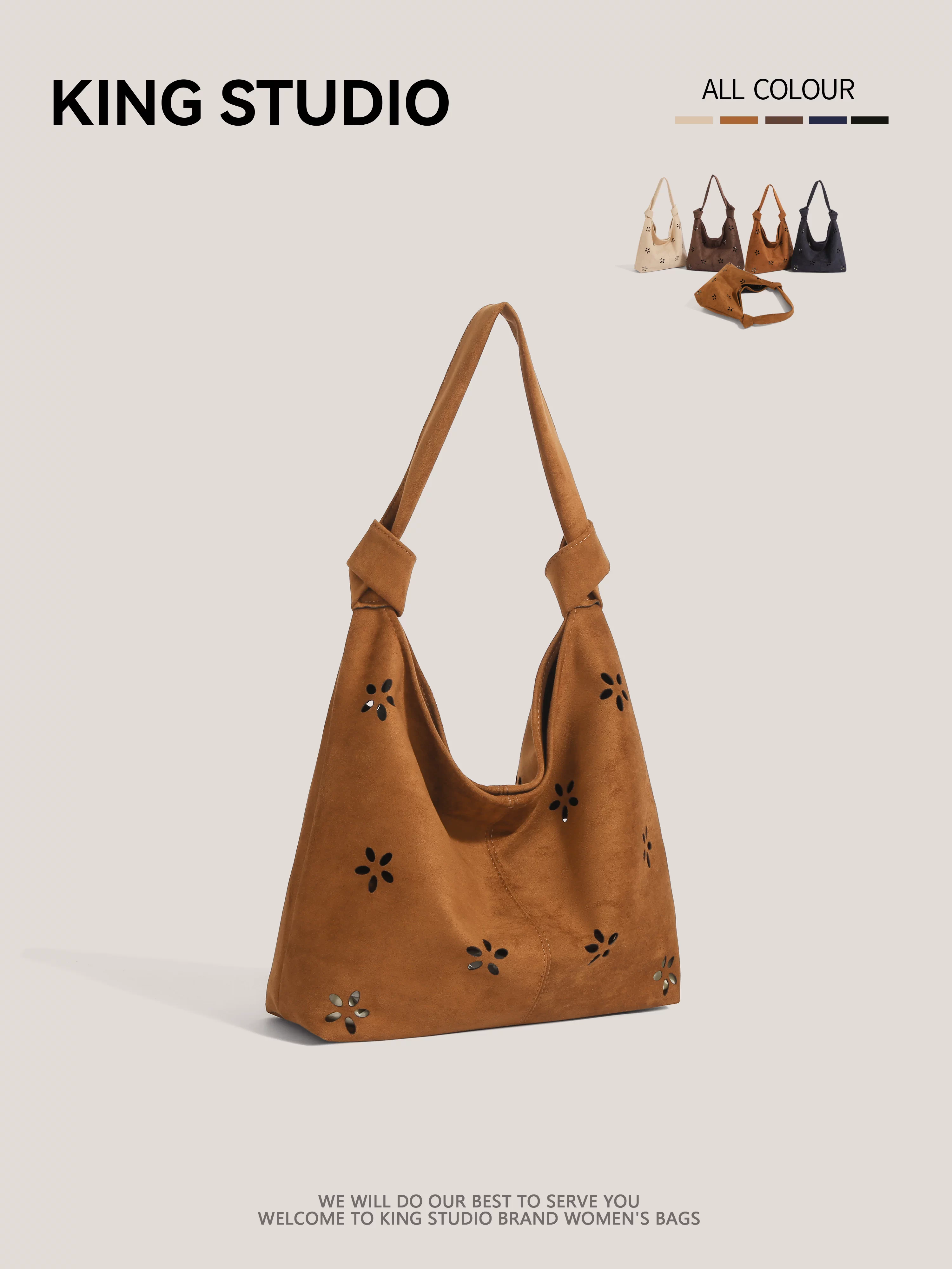 Túi đeo nách thiết kế độc đáo dành cho nữ 2025, mẫu mới thu đông, kiểu retro, túi đeo vai rỗng, đa năng, túi tote đi làm