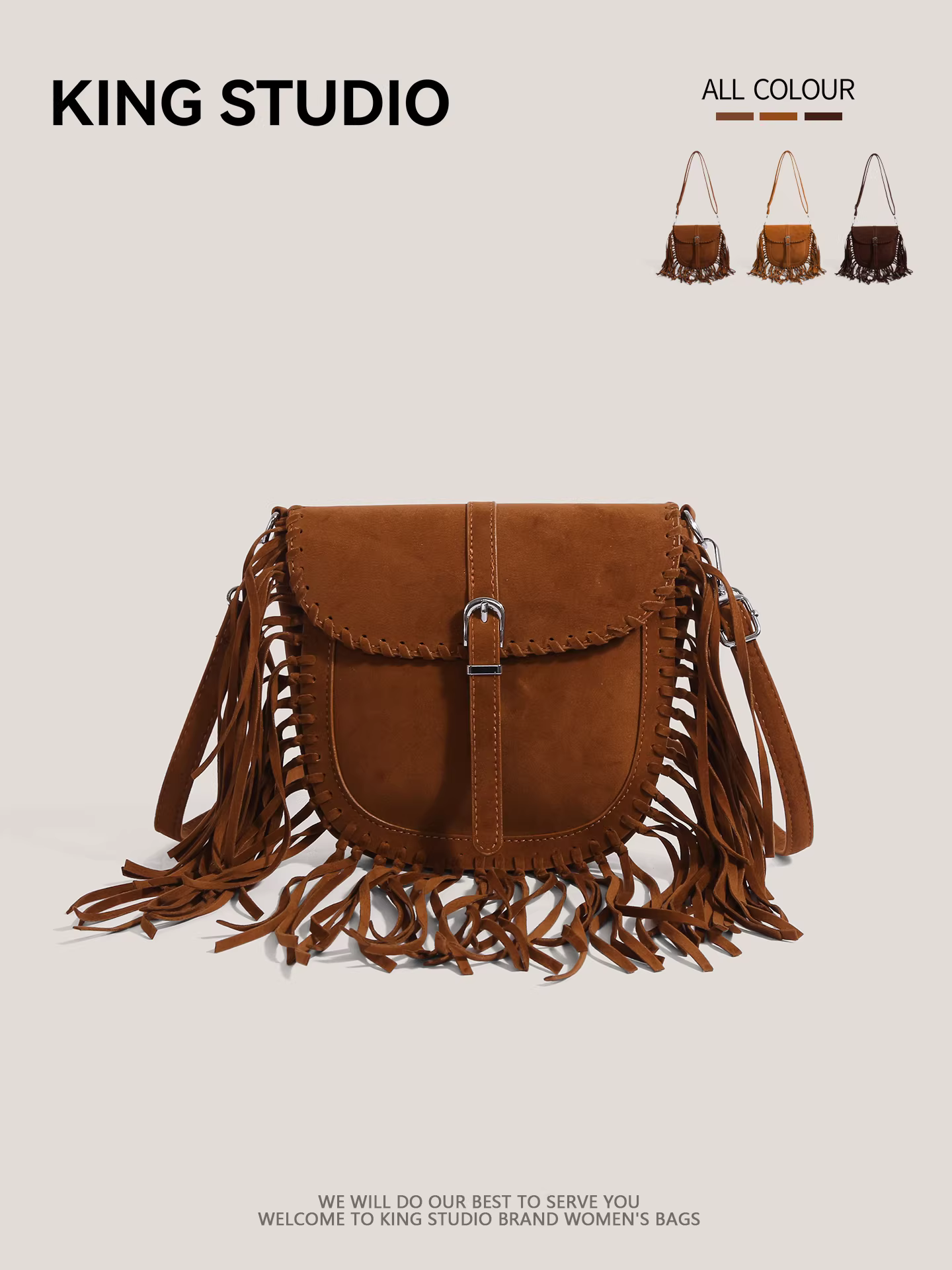 Túi tua rua thời trang nữ 2025 kiểu mới thu đông, phong cách retro, túi đeo chéo đa năng, phù hợp đi làm