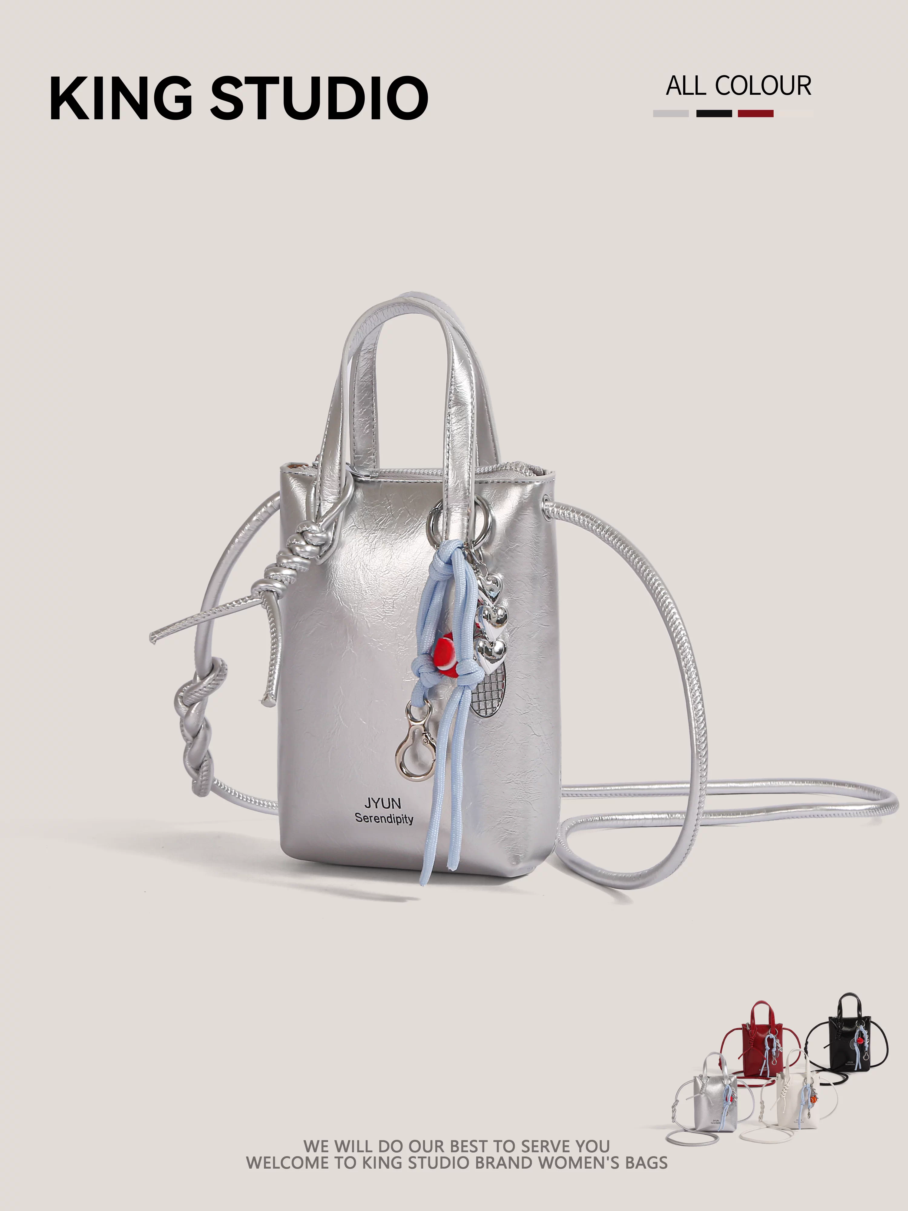 Túi mini bạc mùa hè dành cho nữ 2025, mẫu mới thời thượng cao cấp, đeo vai, đeo chéo, đựng điện thoại, kiểu dáng xô