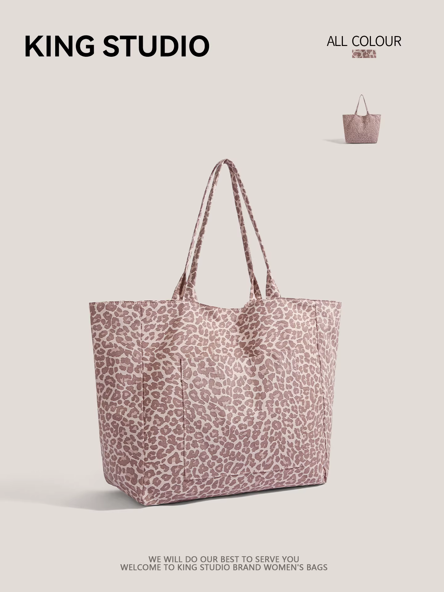 Túi tote vải bố in họa tiết báo hồng cỡ lớn dành cho nữ, kiểu dáng mới 2025, phong cách phóng khoáng, đa năng, đeo vai, dùng làm túi đựng đồ công sở