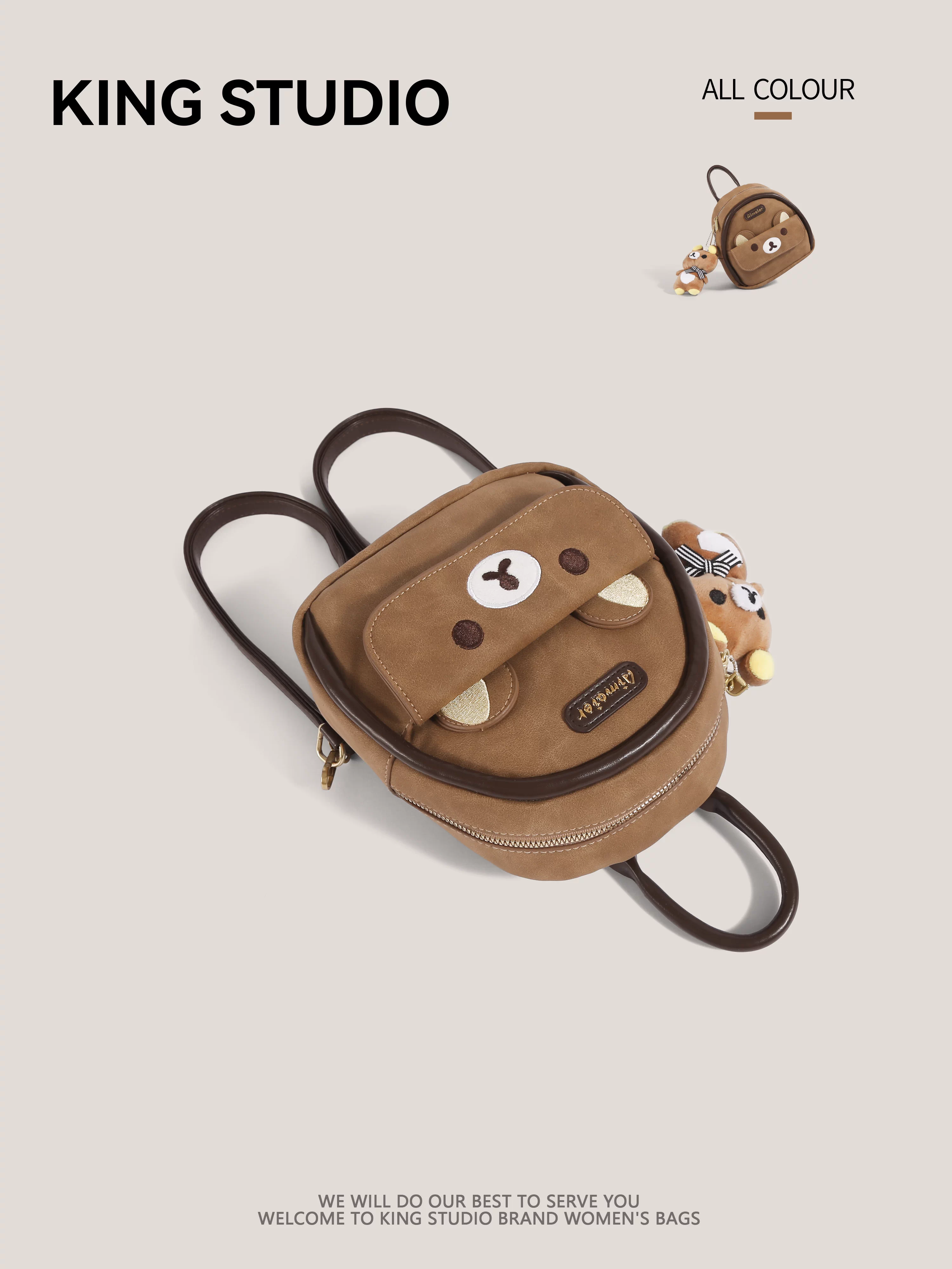 Ba lô hình gấu hoạt hình dễ thương dành cho nữ, mẫu mới 2026, phong cách retro độc đáo, balo học sinh, balo du lịch nhẹ