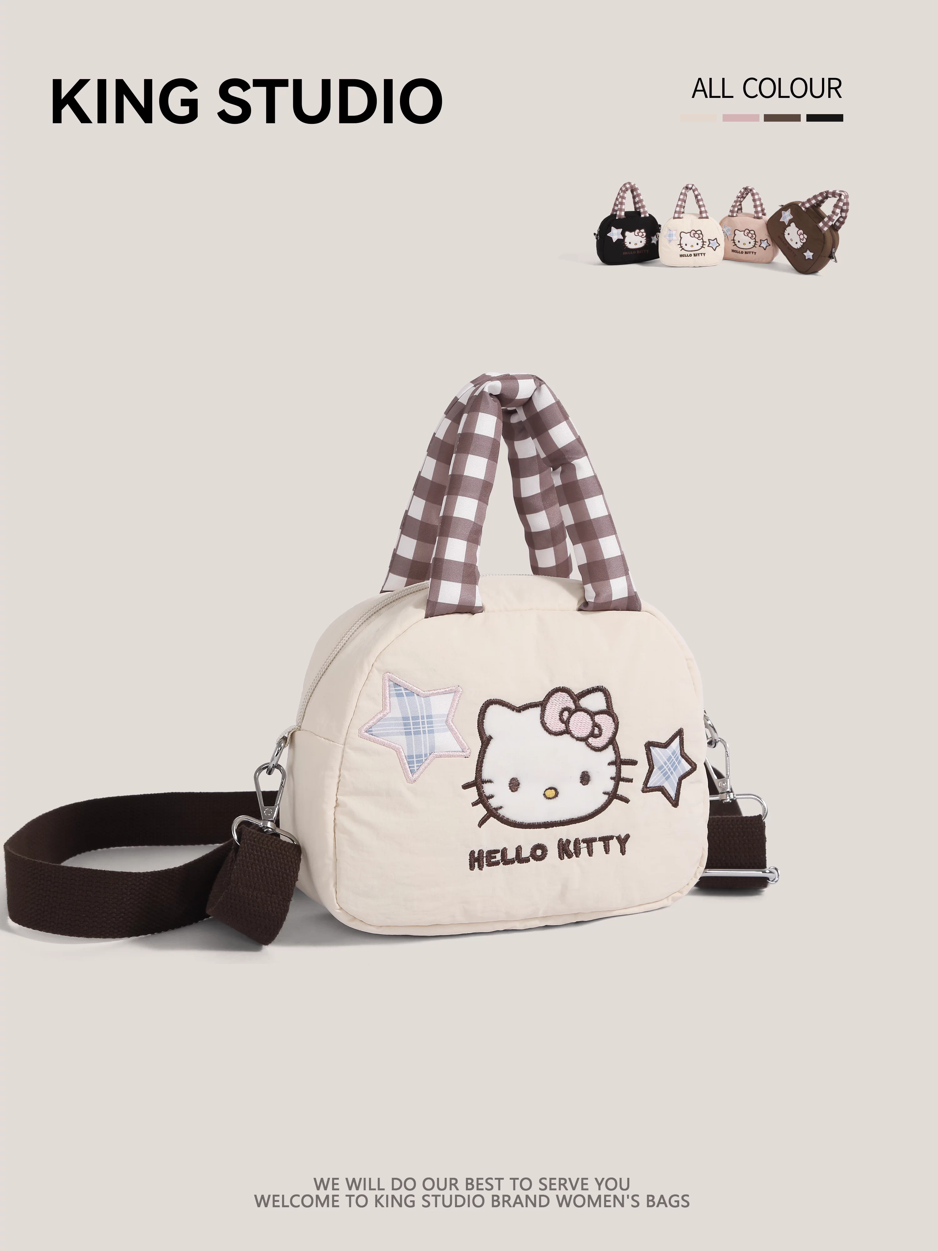 Túi xách Hello Kitty dễ thương dành cho nữ 2025, mẫu hoạt hình Hello Kitty mới, túi mây đeo vai đeo chéo