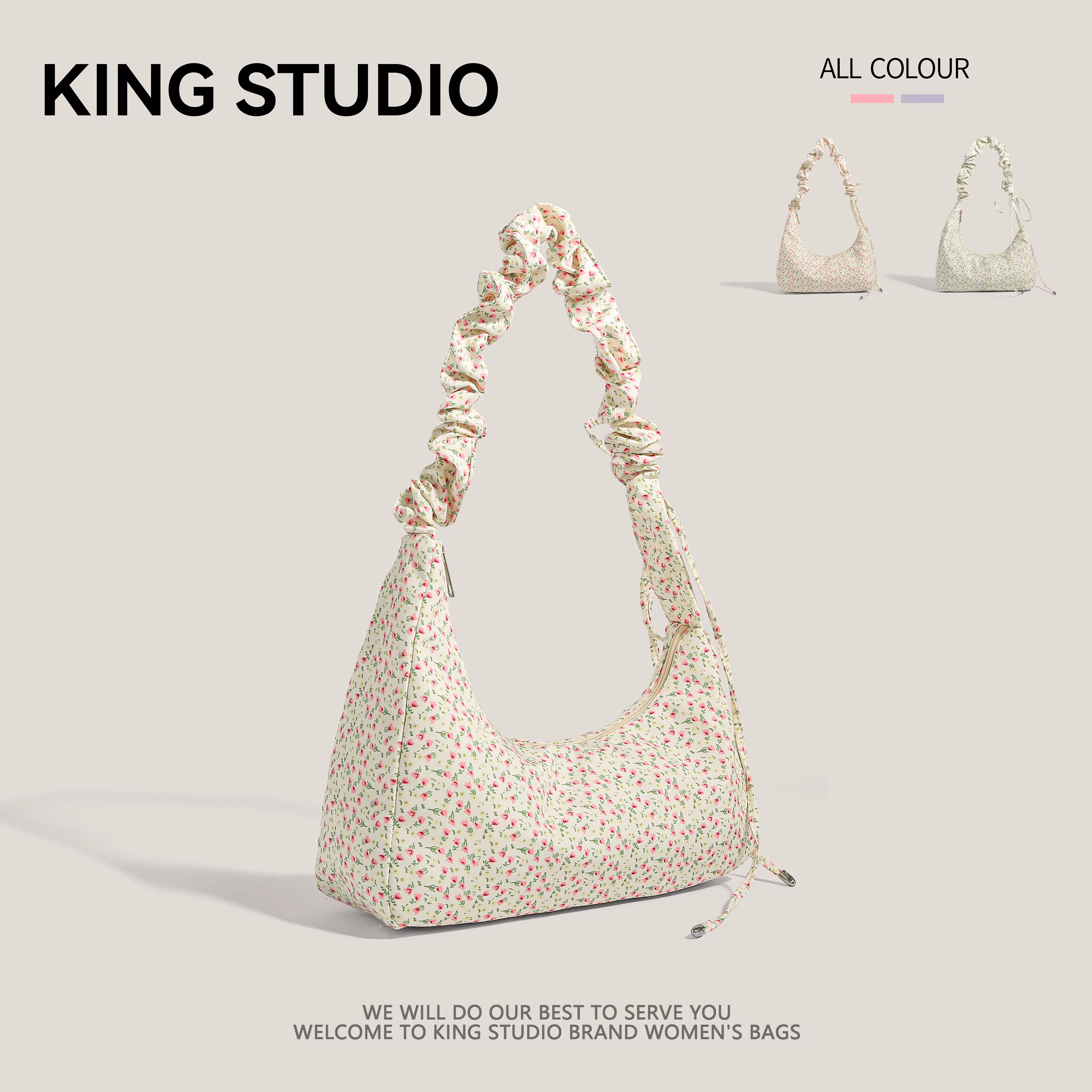 Túi vải canvas họa tiết hoa dành cho nữ 2025 túi đeo vai dây rút mới ngọt ngào đa năng túi đeo chéo dành cho sinh viên túi đi làm