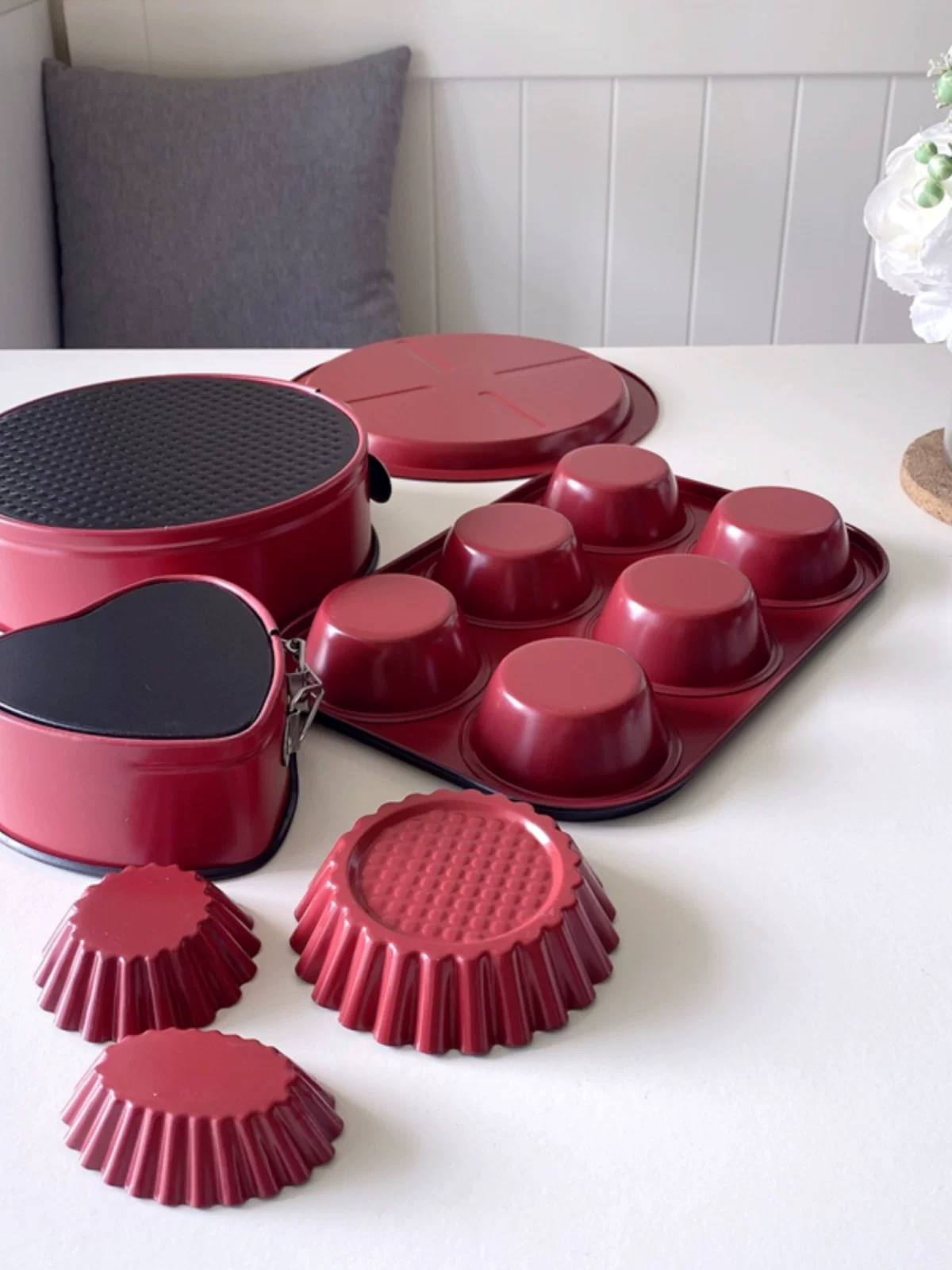 Bộ khuôn bánh chiffon chống dính, dụng cụ làm bánh, khuôn mousse đáy rời, dụng cụ nướng bánh 4 inch, khuôn 6/8 inch.