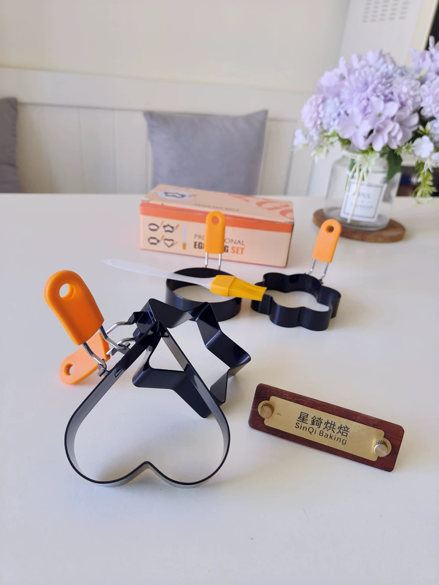 Xuất khẩu khuôn chiên trứng chống dính bằng thép không gỉ, dụng cụ tự làm trứng chiên hình trái tim và khuôn làm cơm nắm.