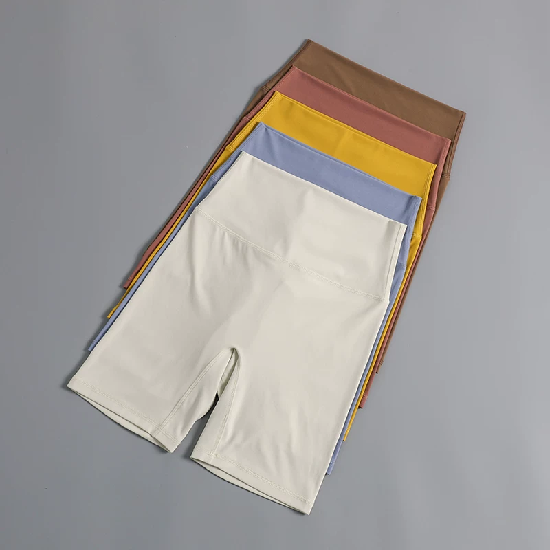 Quần short thể thao nâng mông năm điểm dành cho nữ, cạp cao, ôm sát, nhanh khô, quần tập yoga đạp xe, quần chạy bộ tập thể dục.
