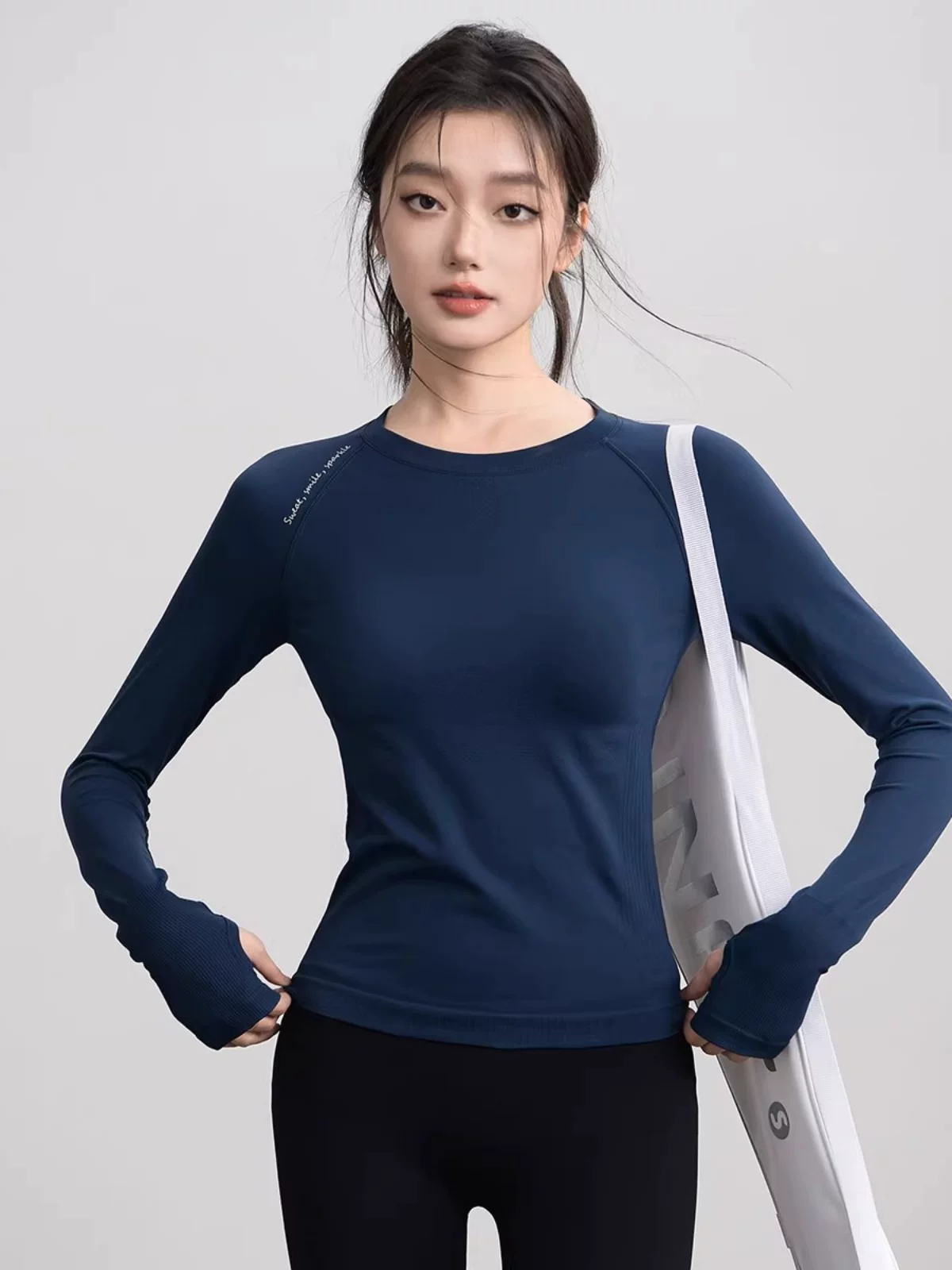 Áo tập yoga bó sát mùa thu đông mới, quần áo tập thể dục chạy bộ co giãn liền mạch dành cho nữ, tay áo dài