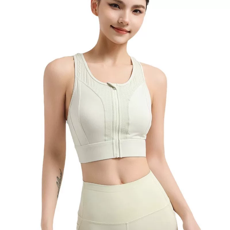 Áo ngực thể thao chống sốc cường độ cao, chất liệu lưới thoáng khí, khóa kéo phía trước, áo ngực tập yoga.