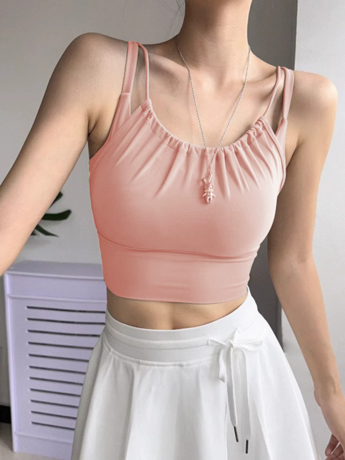 Áo vest thể thao giả hai mảnh, áo ngực tập yoga chuyên nghiệp chống sốc, áo ngực tập thể dục chạy bộ cho nữ, áo khoác ngoài mùa hè