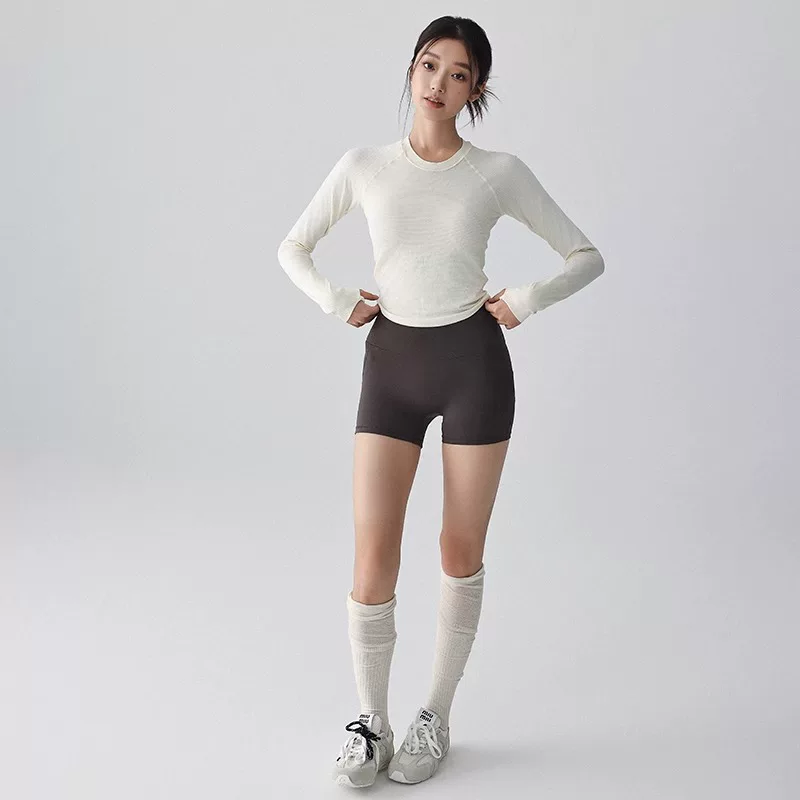 Quần áo tập yoga dài tay dành cho nữ mùa thu dáng ôm vừa vặn nhanh khô thoáng khí thể thao Áo thun tập chạy bộ Quần áo tập thể dục Pilates
