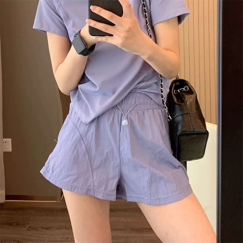 Bộ đồ thể thao thời trang nhanh khô thoáng khí, áo phông ngắn tay quần short, tập luyện thể dục nữ 2025, bộ đồ yoga