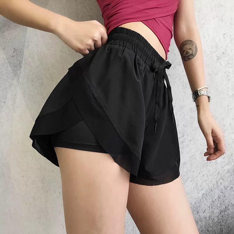 Quần short thể thao mùa hè rộng rãi dành cho nữ, quần short tập thể dục chạy bộ nhanh khô, nhẹ, chống lộ, cạp cao, giúp thon gọn, thích hợp cho khiêu vũ và yoga.