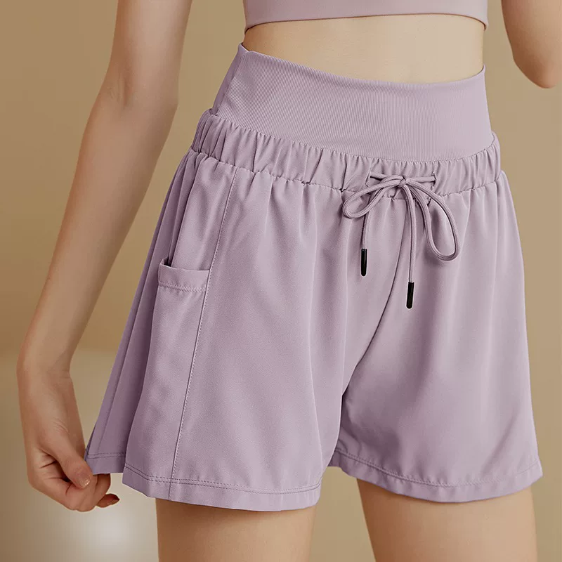 Quần short tập gym cho nữ, kiểu hai mảnh, cạp cao, nhanh khô, co giãn, chống lộ, quần short thể thao, mẫu mới hè 2023.