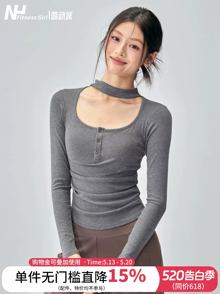 Quần áo tập yoga cho nữ có đệm ngực, áo thể thao dài tay giảm béo tập Pilates cao cấp mùa thu 2026 mới