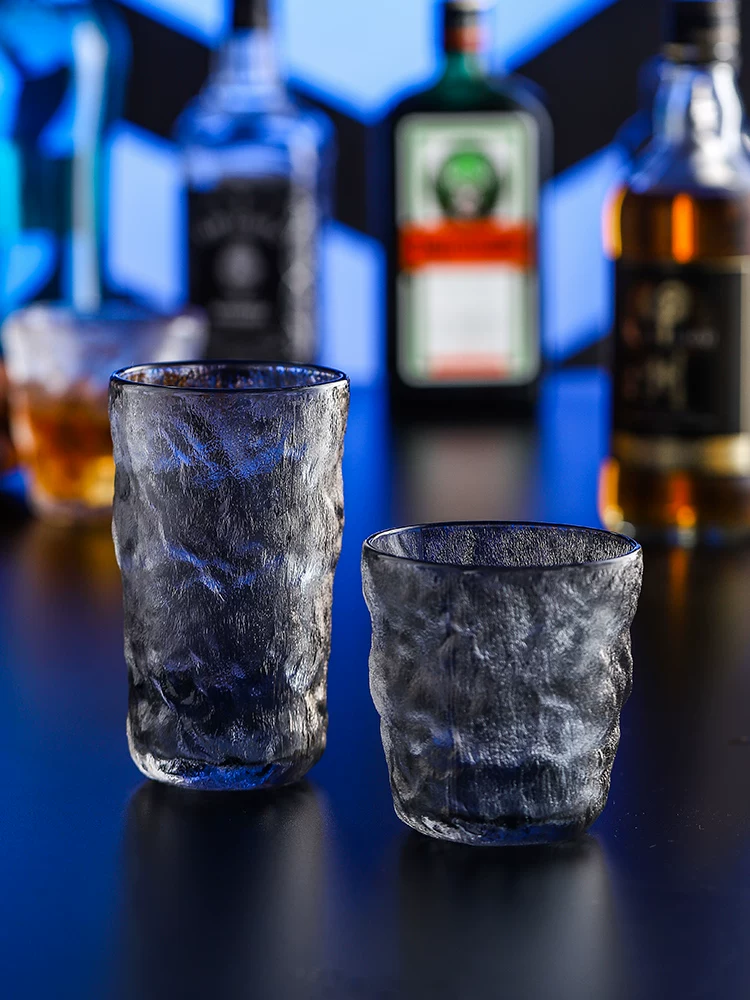 Ly rượu whisky thủy tinh họa tiết cây, ly kiểu dáng băng giá, ly bia cà phê nước cao cấp mờ