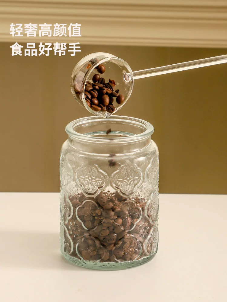 Thìa có tay cầm dài bằng thủy tinh borosilicate chịu nhiệt dùng trong gia đình, thìa khuấy món tráng miệng trong suốt, thìa nấu trà rượu nóng, thìa gia vị.