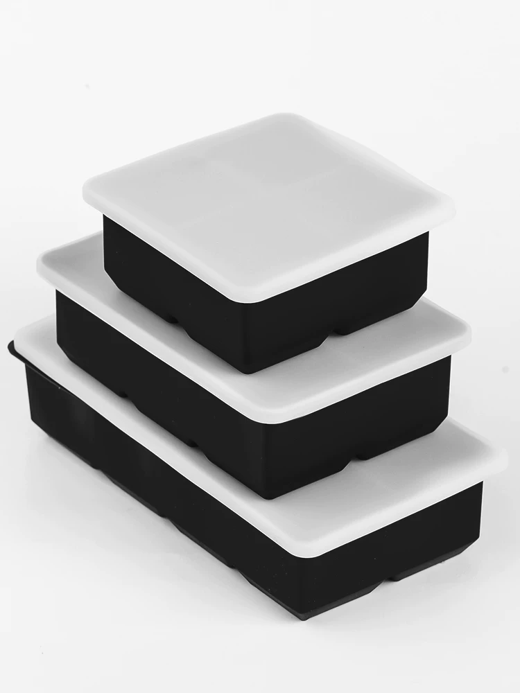 Khuôn làm đá bằng silicon thiết bị đông lạnh nhanh lớn khay đá sáng tạo cá nhân có nắp đậy cho máy làm đá tủ lạnh gia đình