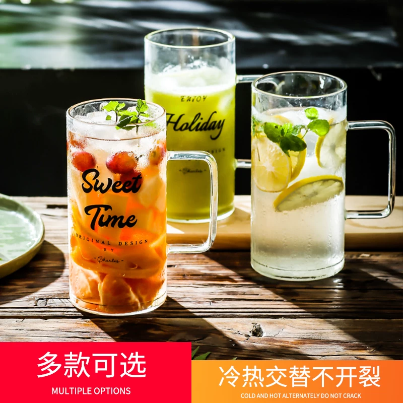 Cốc uống nước, cốc nước, cốc bia sáng tạo dành cho phụ nữ, dung tích lớn, cốc thủy tinh trong suốt chịu nhiệt, cốc uống nước tươi mát và đơn giản