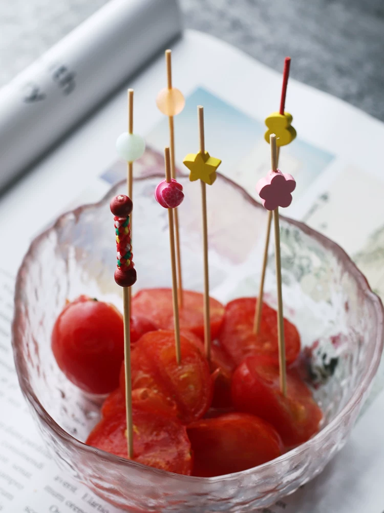 Que trang trí cocktail, que xiên trái cây, que xiên trái cây, que hoa dùng một lần sáng tạo trong gia đình, que tre, que xiên bánh mì kẹp thịt, tăm nghệ thuật
