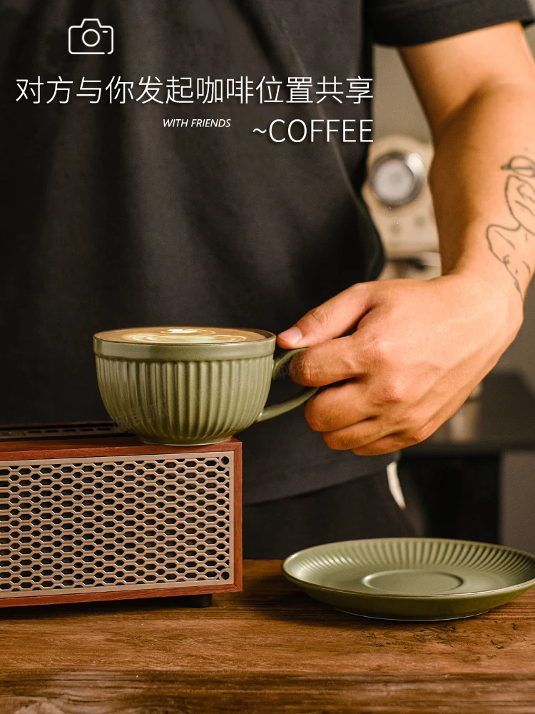 Bộ tách trà sứ lớn, cốc uống cà phê kiểu cổ điển dùng trong nhà, cốc sữa ăn sáng cao cấp, cốc trà chiều